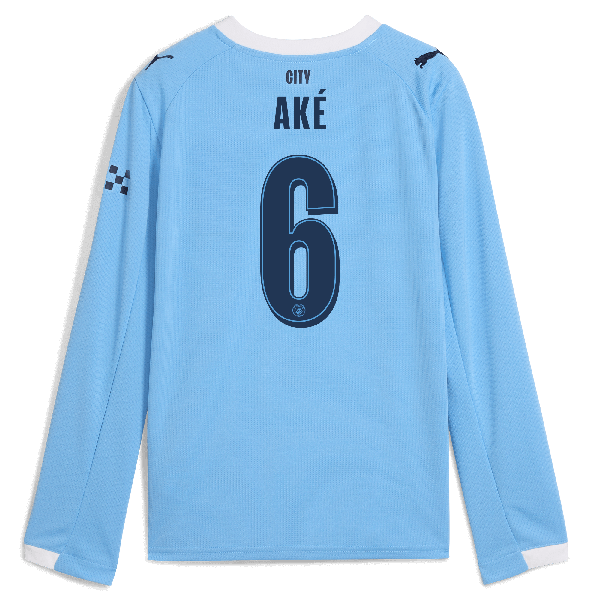 Manchester City kids manchester city man city home jersey 202526 long sleeve with ake 6 printing Collection - ManchesterCitystore.com