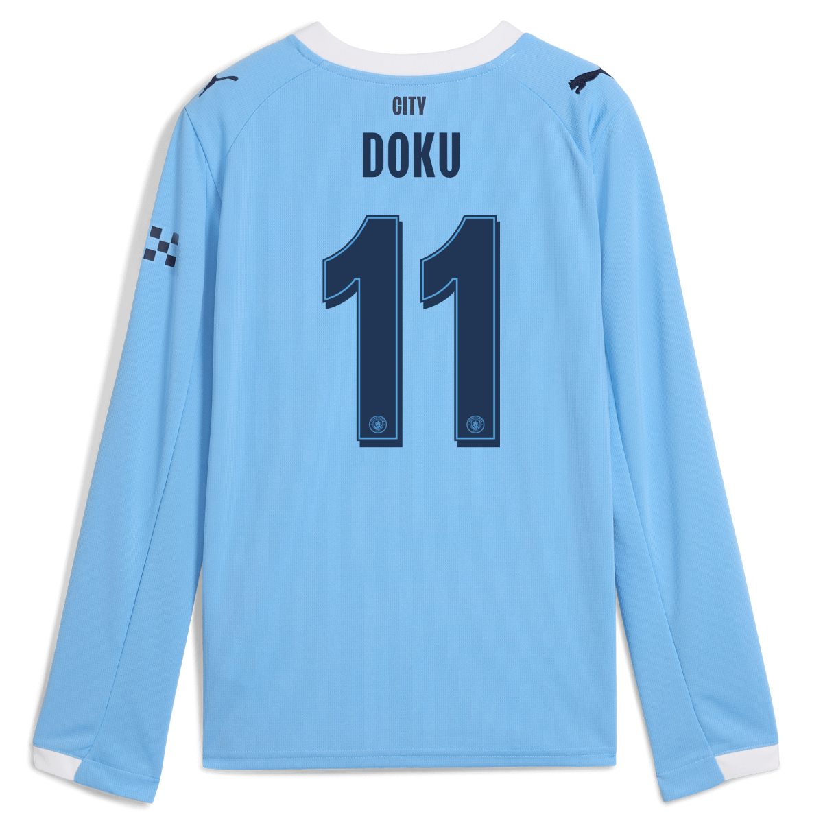 Manchester City kids manchester city man city home jersey 202526 long sleeve with doku 11 printing Collection - ManchesterCitystore.com