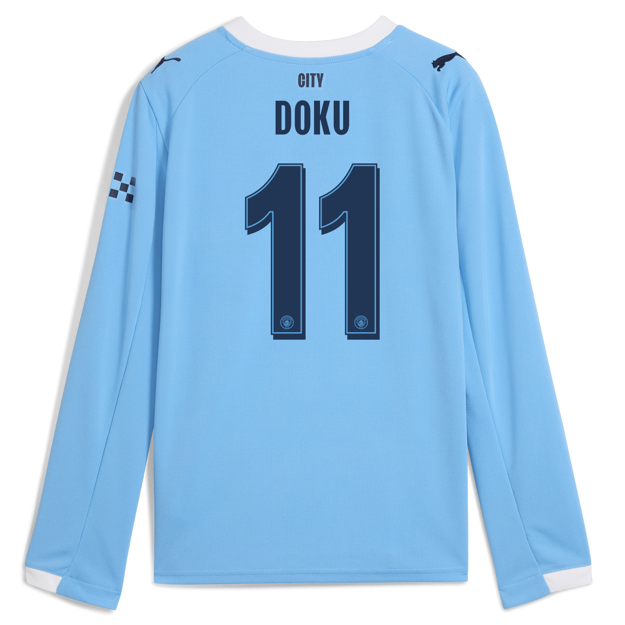 Manchester City kids manchester city man city home jersey 202526 long sleeve with doku 11 printing Collection - ManchesterCitystore.com