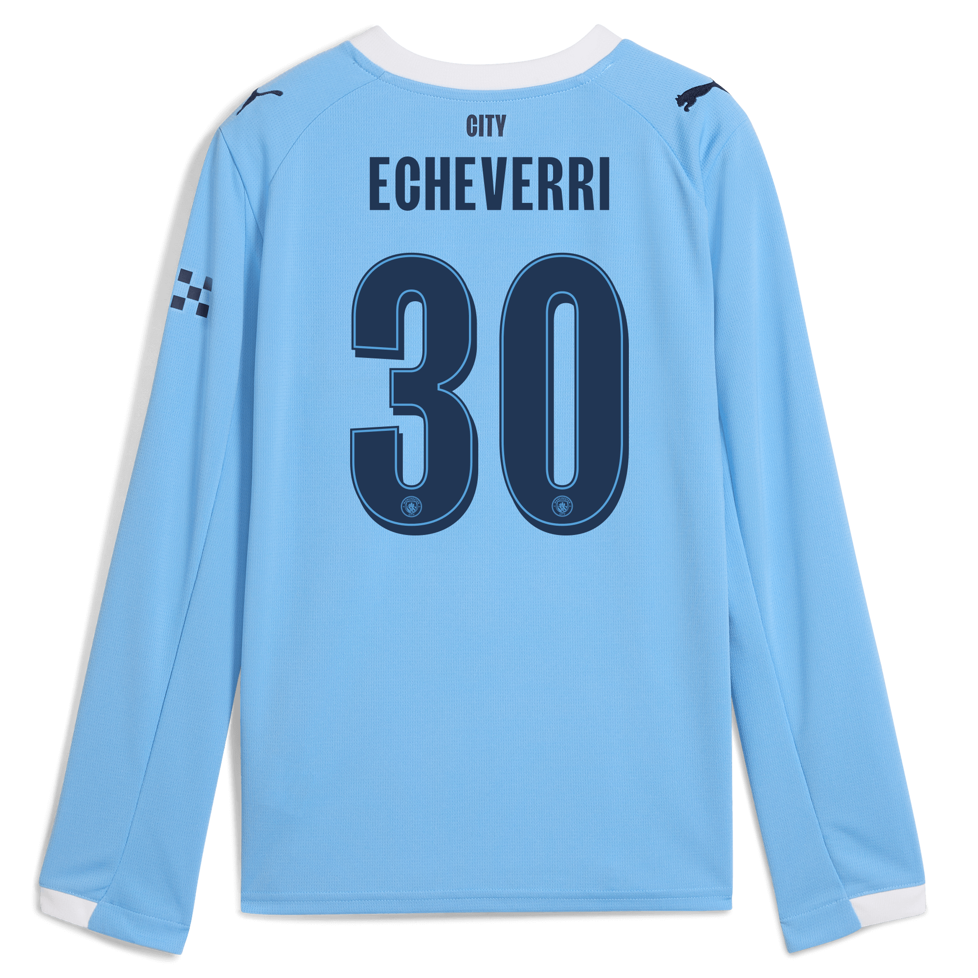 Manchester City kids manchester city man city home jersey 202526 long sleeve with echeverri 30 printing Collection - ManchesterCitystore.com