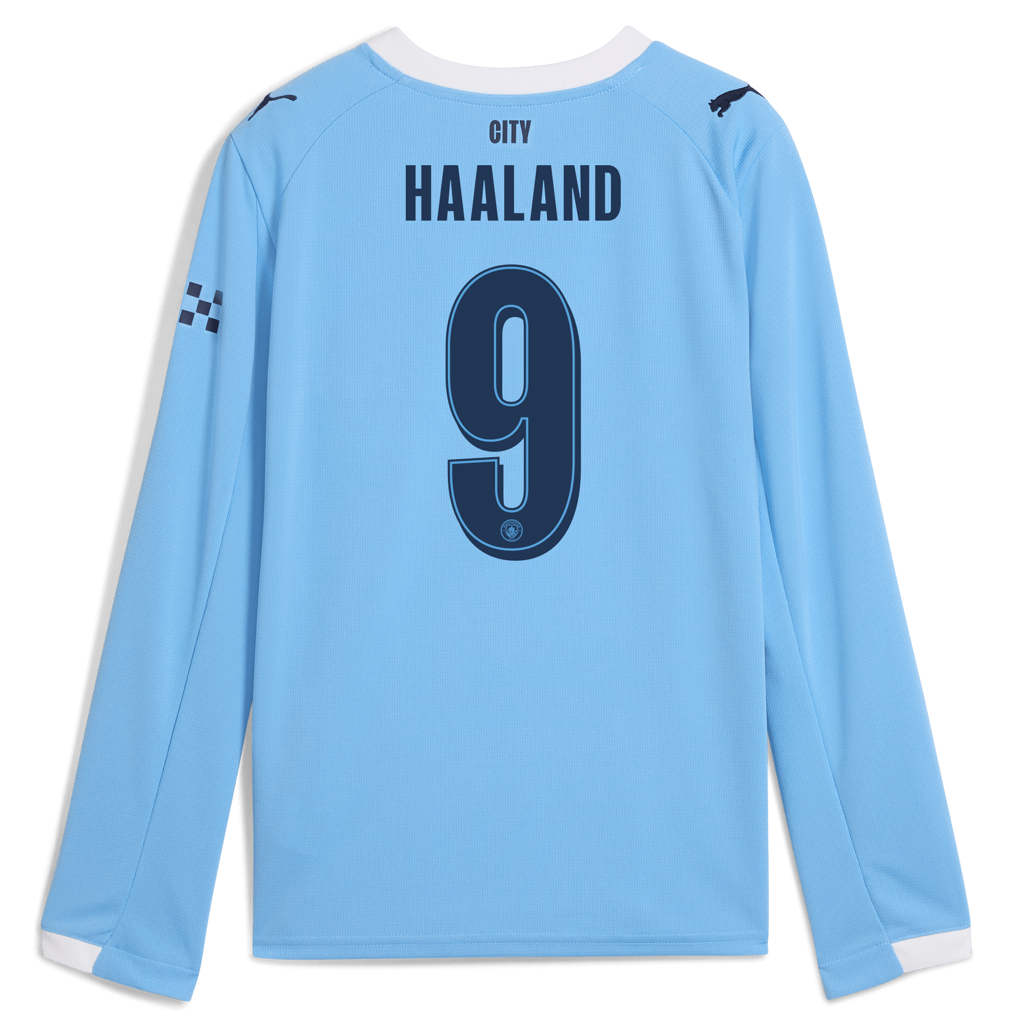 Manchester City kids manchester city man city home jersey 202526 long sleeve with haaland 9 printing Collection - ManchesterCitystore.com