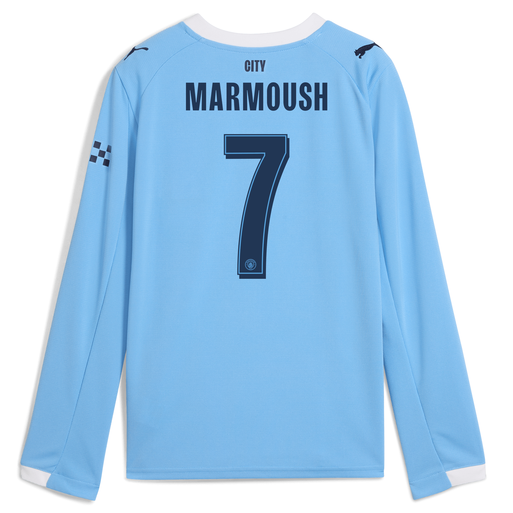 Manchester City kids manchester city man city home jersey 202526 long sleeve with marmoush 7 printing Collection - ManchesterCitystore.com