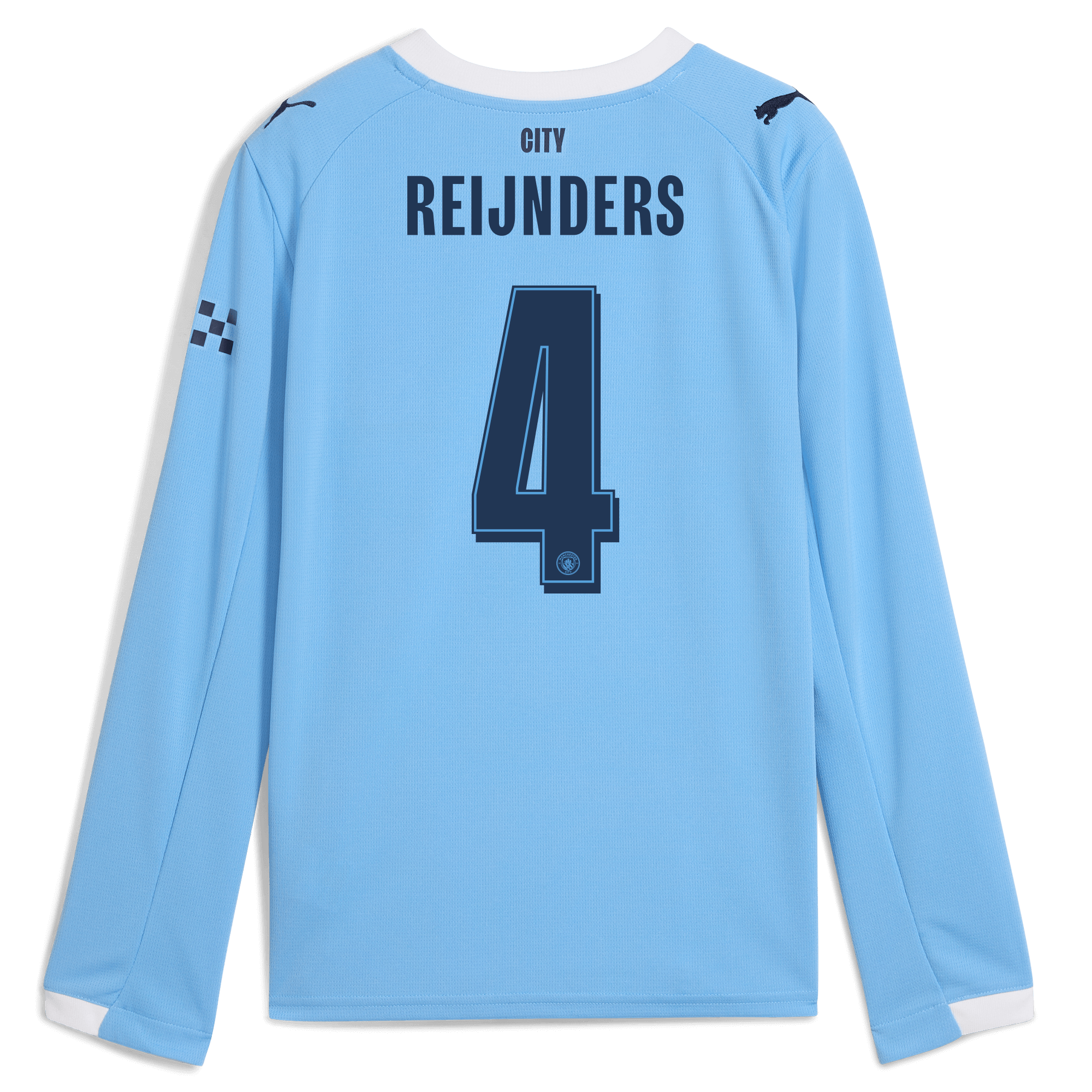 Manchester City kids manchester city man city home jersey 202526 long sleeve with reijnders 4 printing Collection - ManchesterCitystore.com