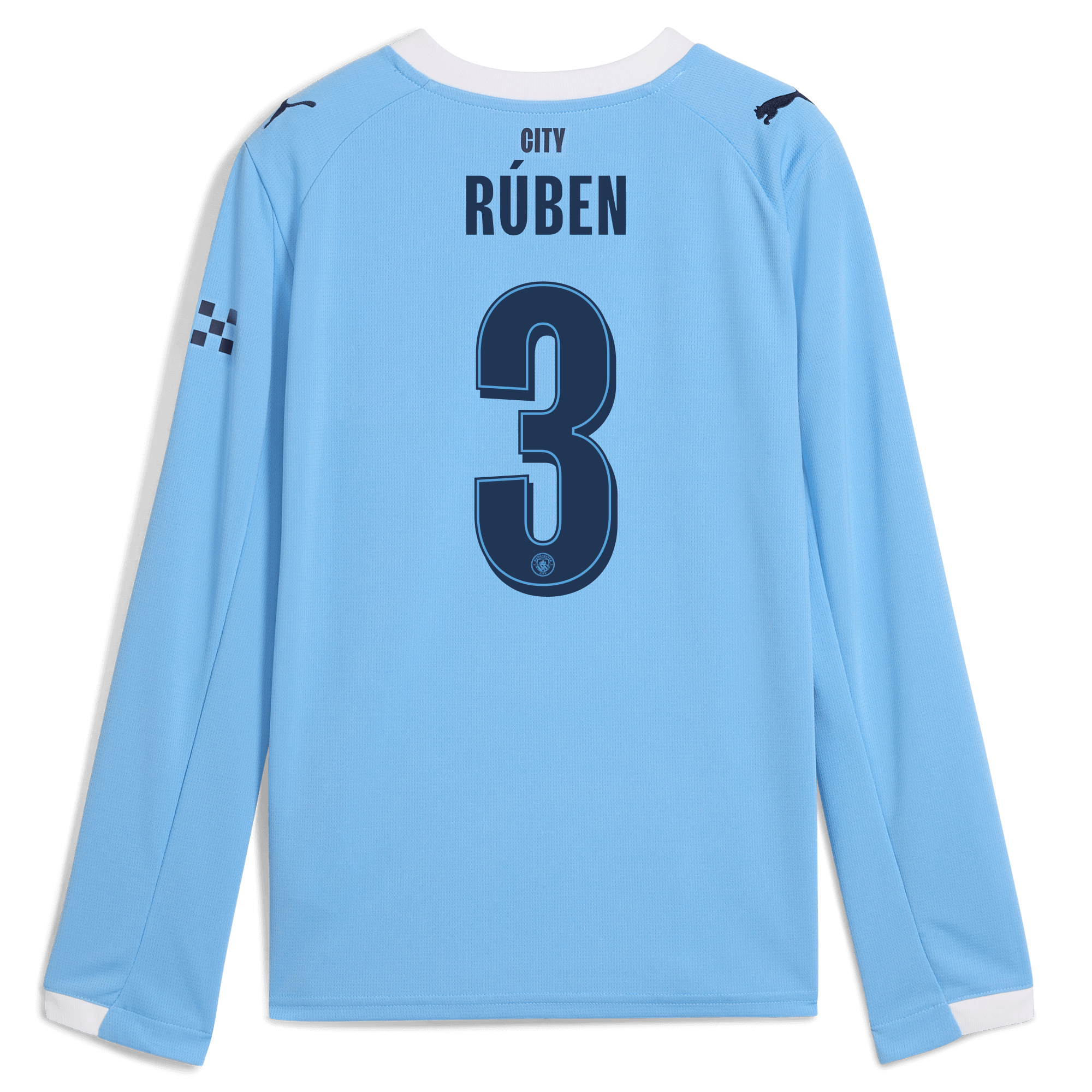 Manchester City kids manchester city man city home jersey 202526 long sleeve with ruben 3 printing Collection - ManchesterCitystore.com