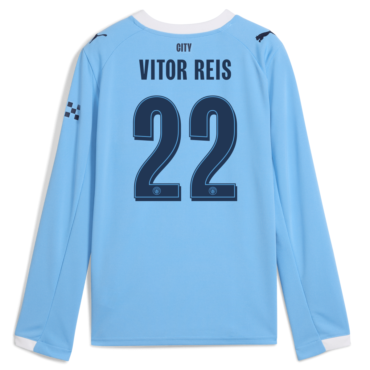 Manchester City kids manchester city man city home jersey 202526 long sleeve with vitor reis 22 printing Collection - ManchesterCitystore.com
