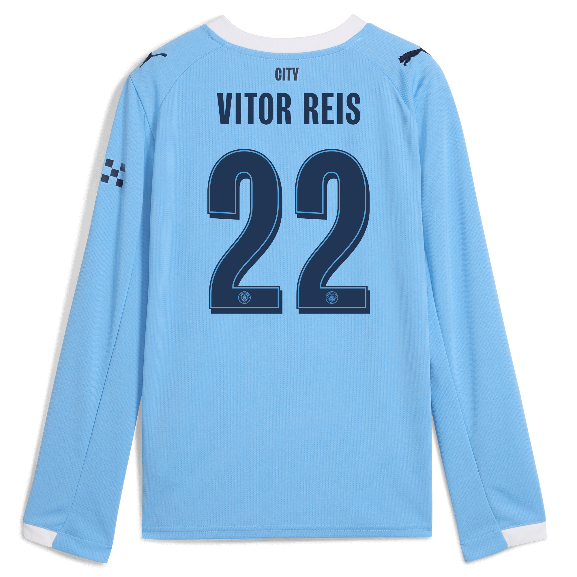 Manchester City kids manchester city man city home jersey 202526 long sleeve with vitor reis 22 printing Collection - ManchesterCitystore.com