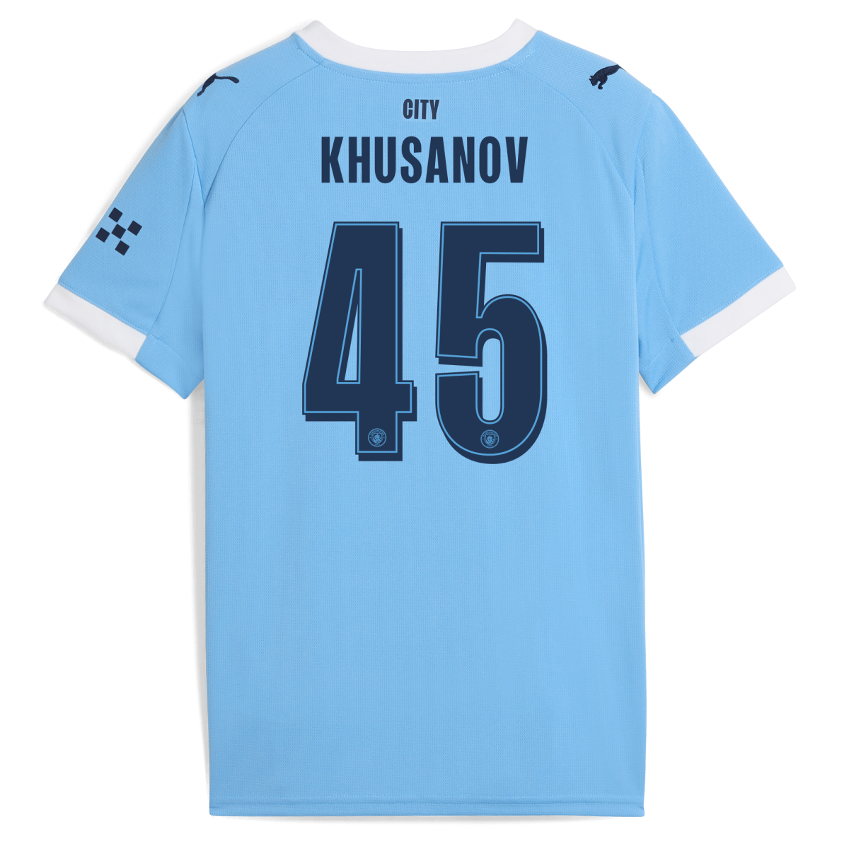 Manchester City kids manchester city man city home jersey 202526 with khusanov 45 printing Collection - ManchesterCitystore.com