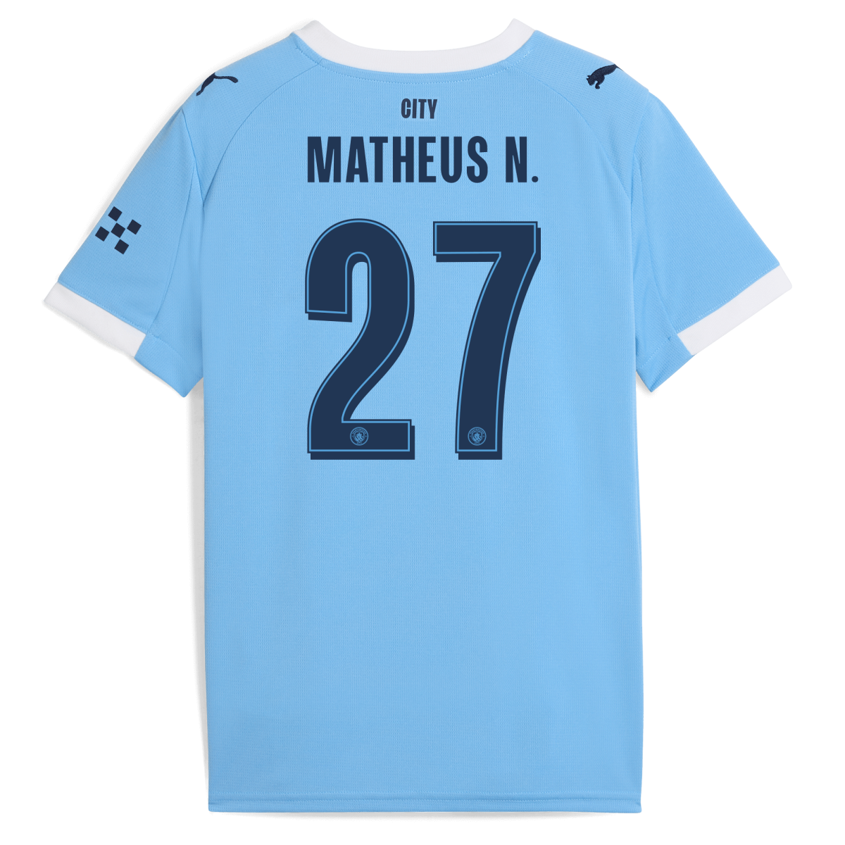 Manchester City kids manchester city man city home jersey 202526 with matheus n. 27 printing Collection - ManchesterCitystore.com