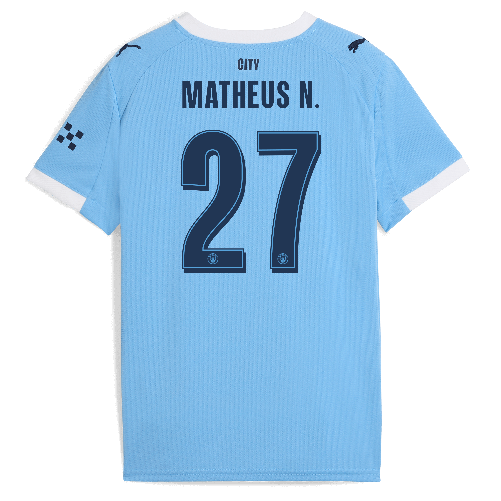 Manchester City kids manchester city man city home jersey 202526 with matheus n. 27 printing Collection - ManchesterCitystore.com