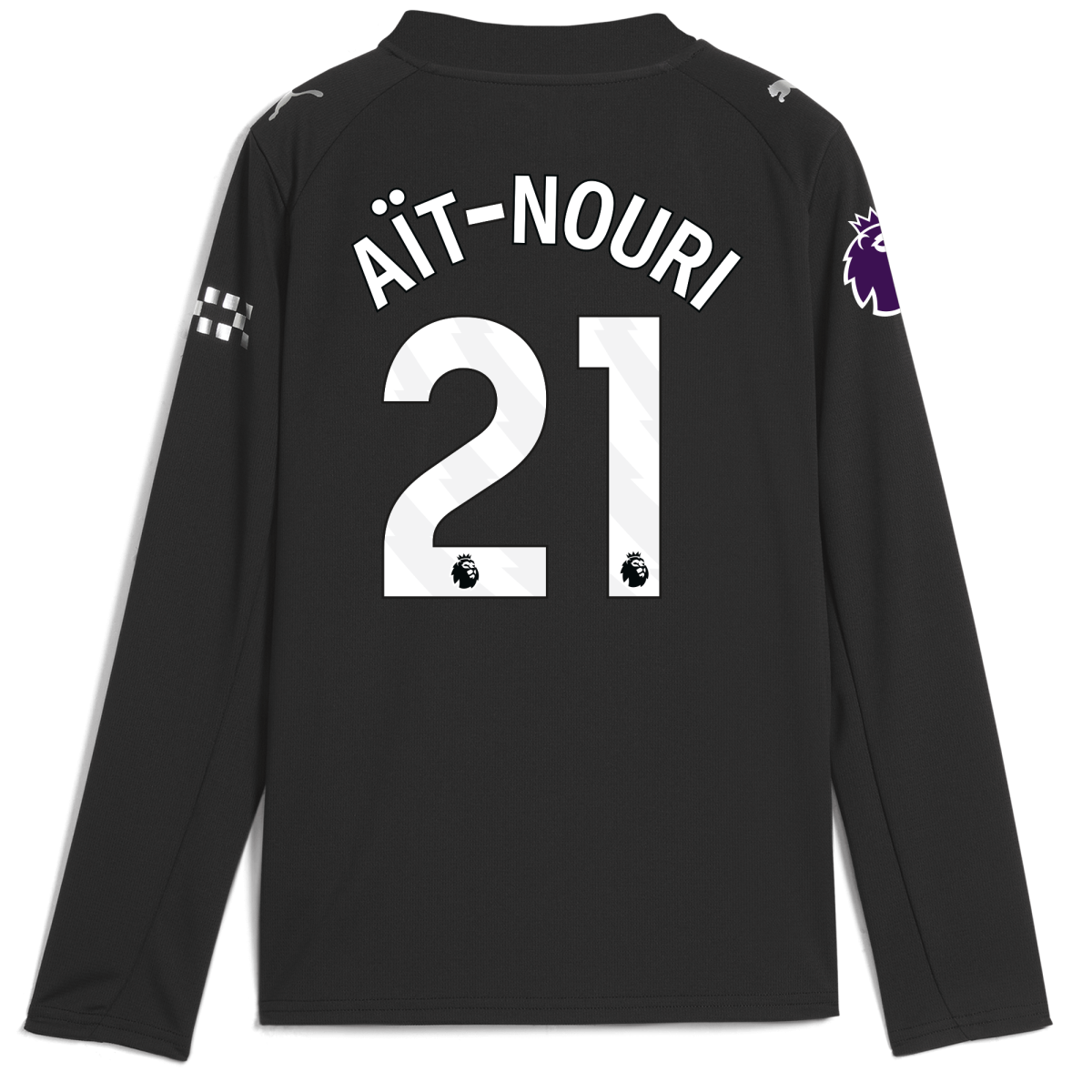 Manchester City kids manchester city premier league away jersey 202526 long sleeve with ait-nouri 21 printing Collection - ManchesterCitystore.com