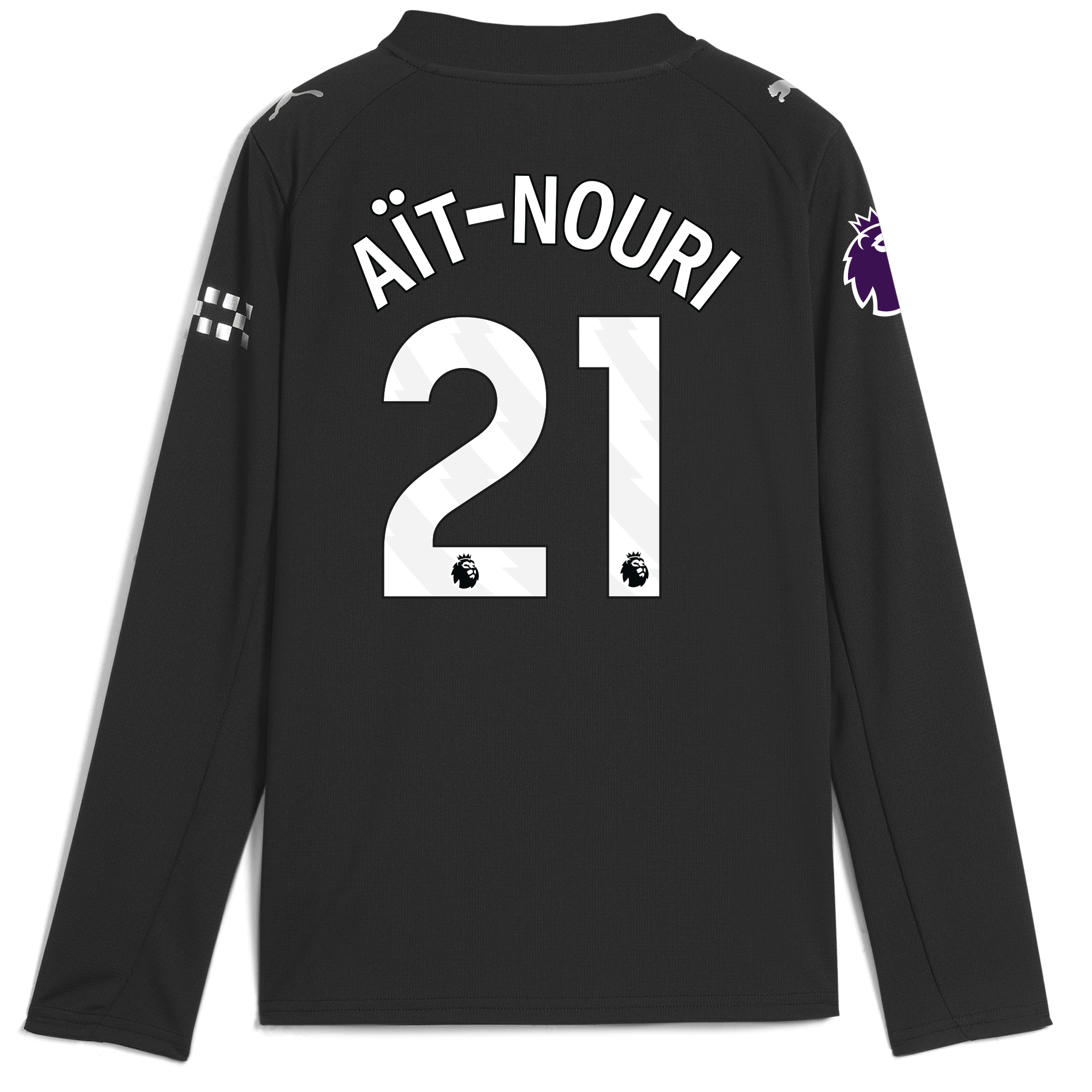 Manchester City kids manchester city premier league away jersey 202526 long sleeve with ait-nouri 21 printing Collection - ManchesterCitystore.com