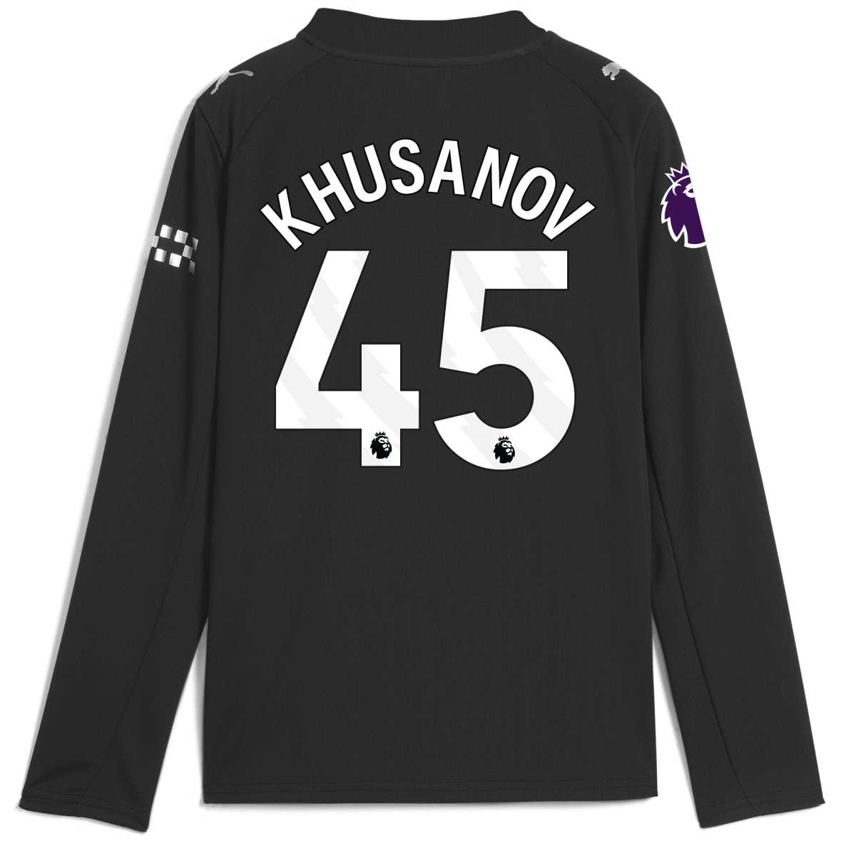 Manchester City kids manchester city premier league away jersey 202526 long sleeve with khusanov 45 printing Collection - ManchesterCitystore.com