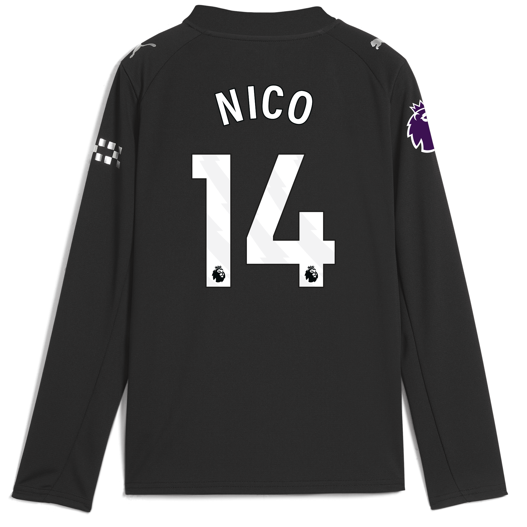 Manchester City kids manchester city premier league away jersey 202526 long sleeve with nico 14 printing Collection - ManchesterCitystore.com