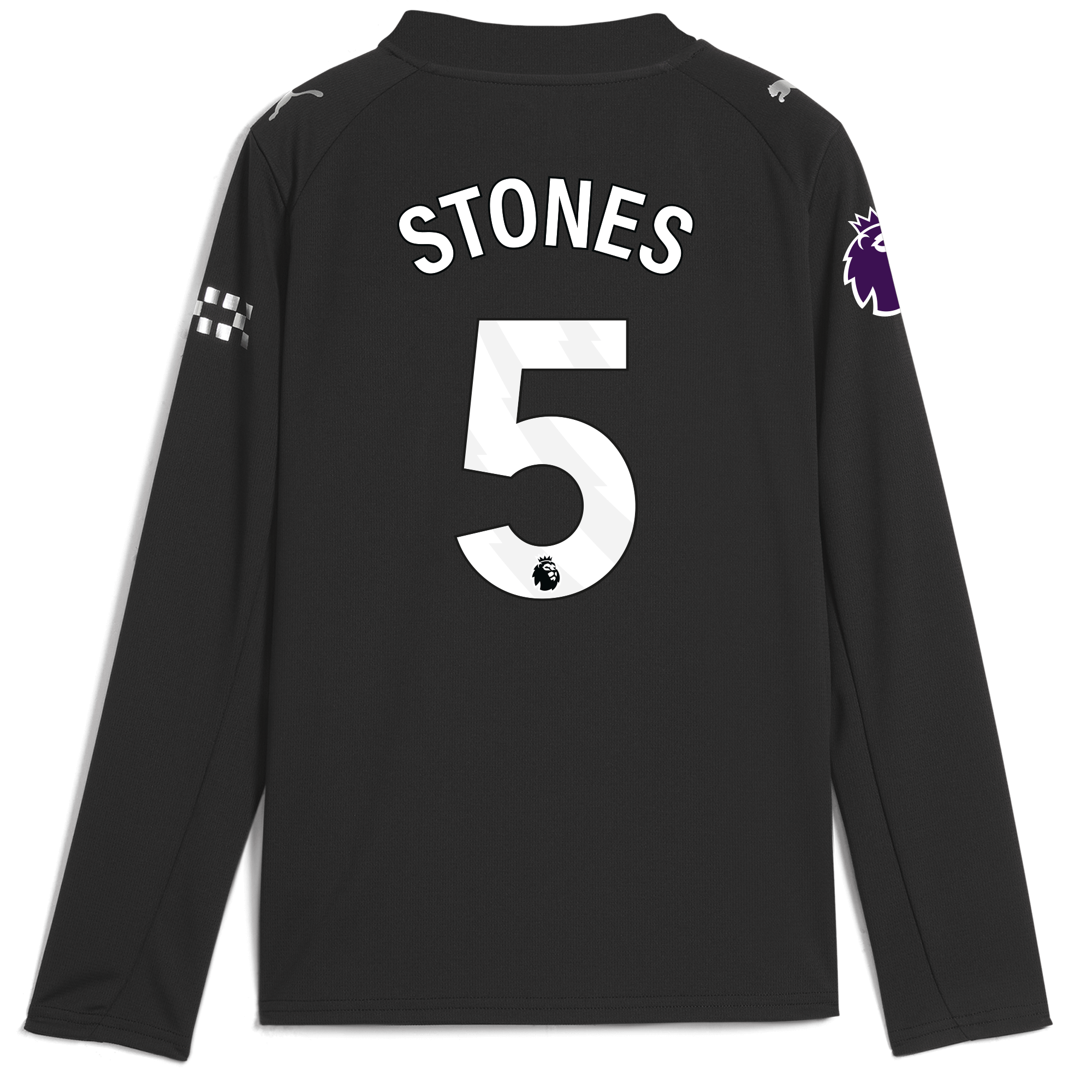 Manchester City kids manchester city premier league away jersey 202526 long sleeve with stones 5 printing Collection - ManchesterCitystore.com
