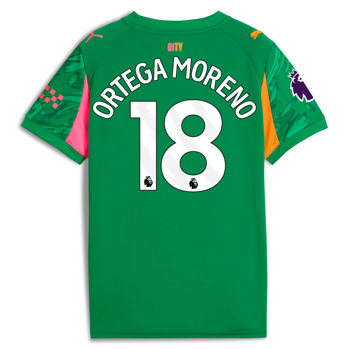 Manchester City kids manchester city premier league goalkeeper jersey green 202526 with ortega moreno 18 printing Collection - ManchesterCitystore.com