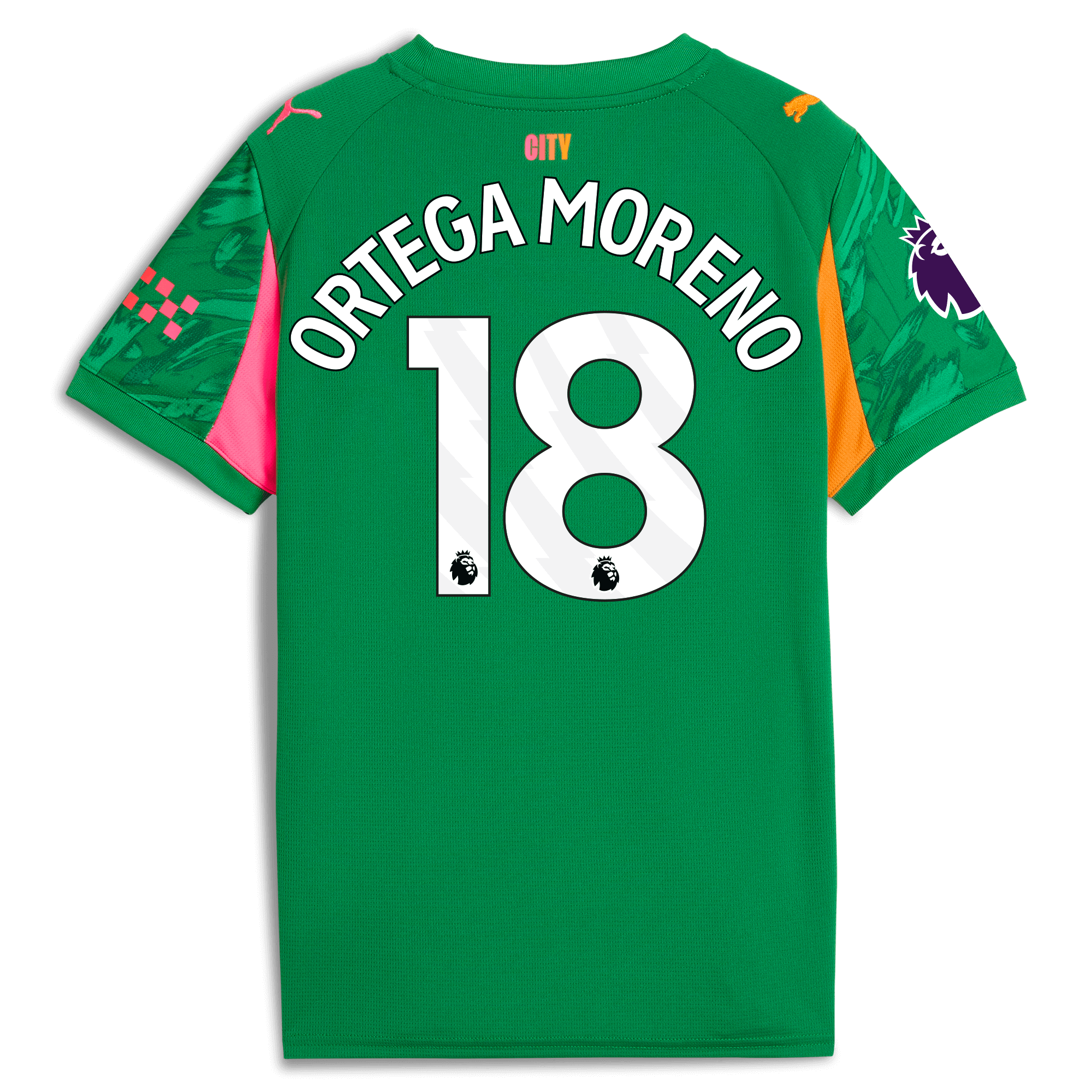 Manchester City kids manchester city premier league goalkeeper jersey green 202526 with ortega moreno 18 printing Collection - ManchesterCitystore.com