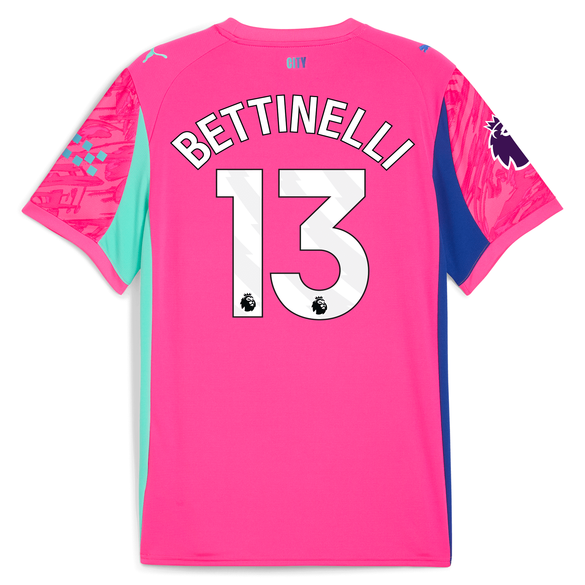Manchester City kids manchester city premier league goalkeeper jersey pink 202526 with bettinelli 13 printing Collection - ManchesterCitystore.com