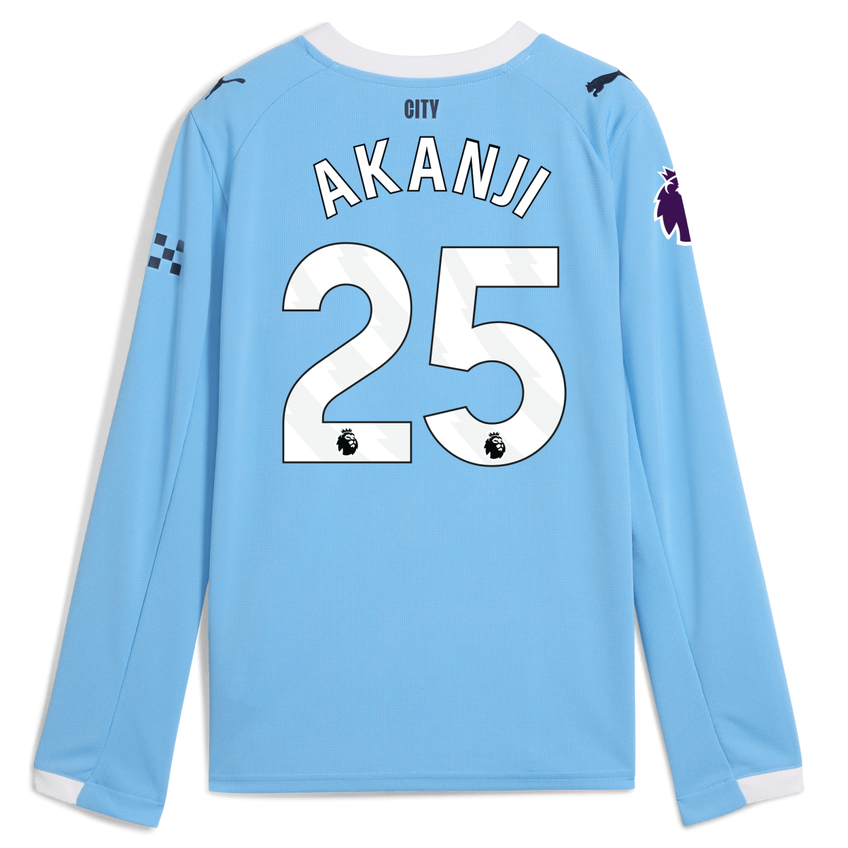 Manchester City kids manchester city premier league home jersey 202526 long sleeve with akanji 25 printing Collection - ManchesterCitystore.com