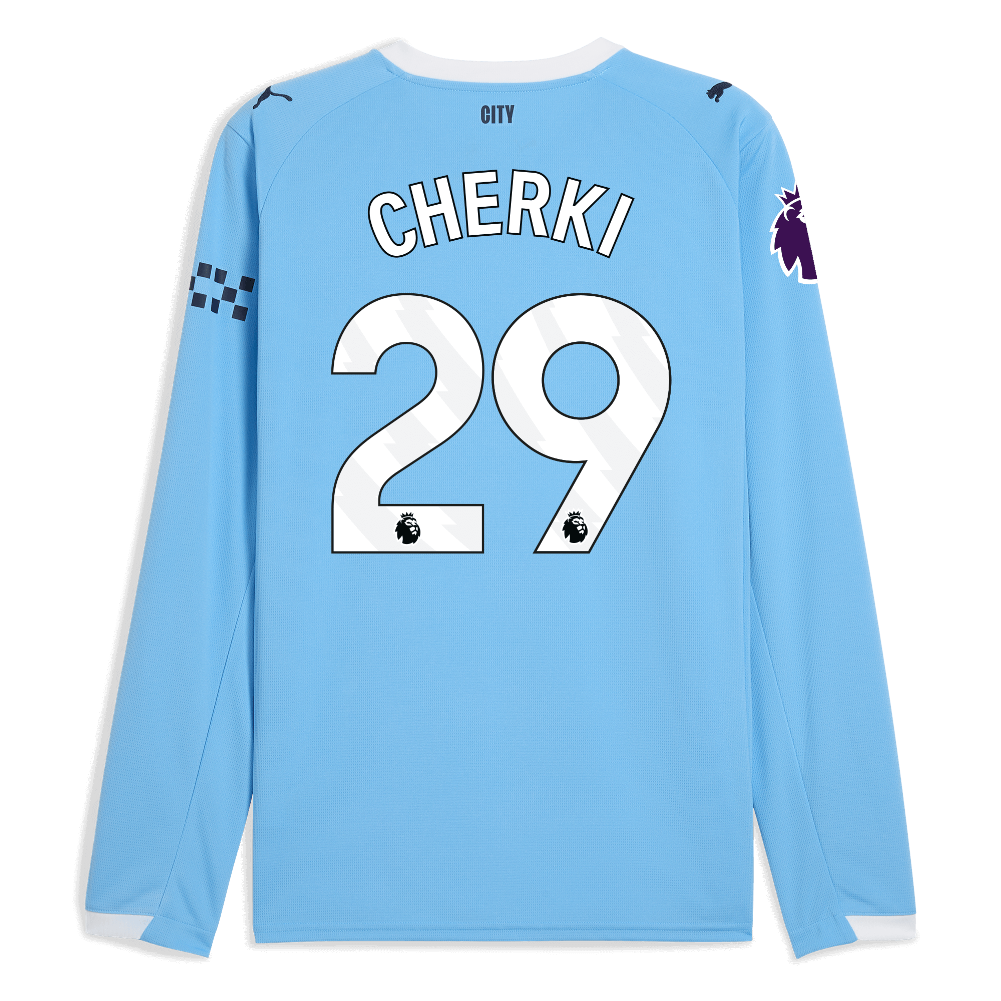 Manchester City kids manchester city premier league home jersey 202526 long sleeve with cherki 29 printing Collection - ManchesterCitystore.com