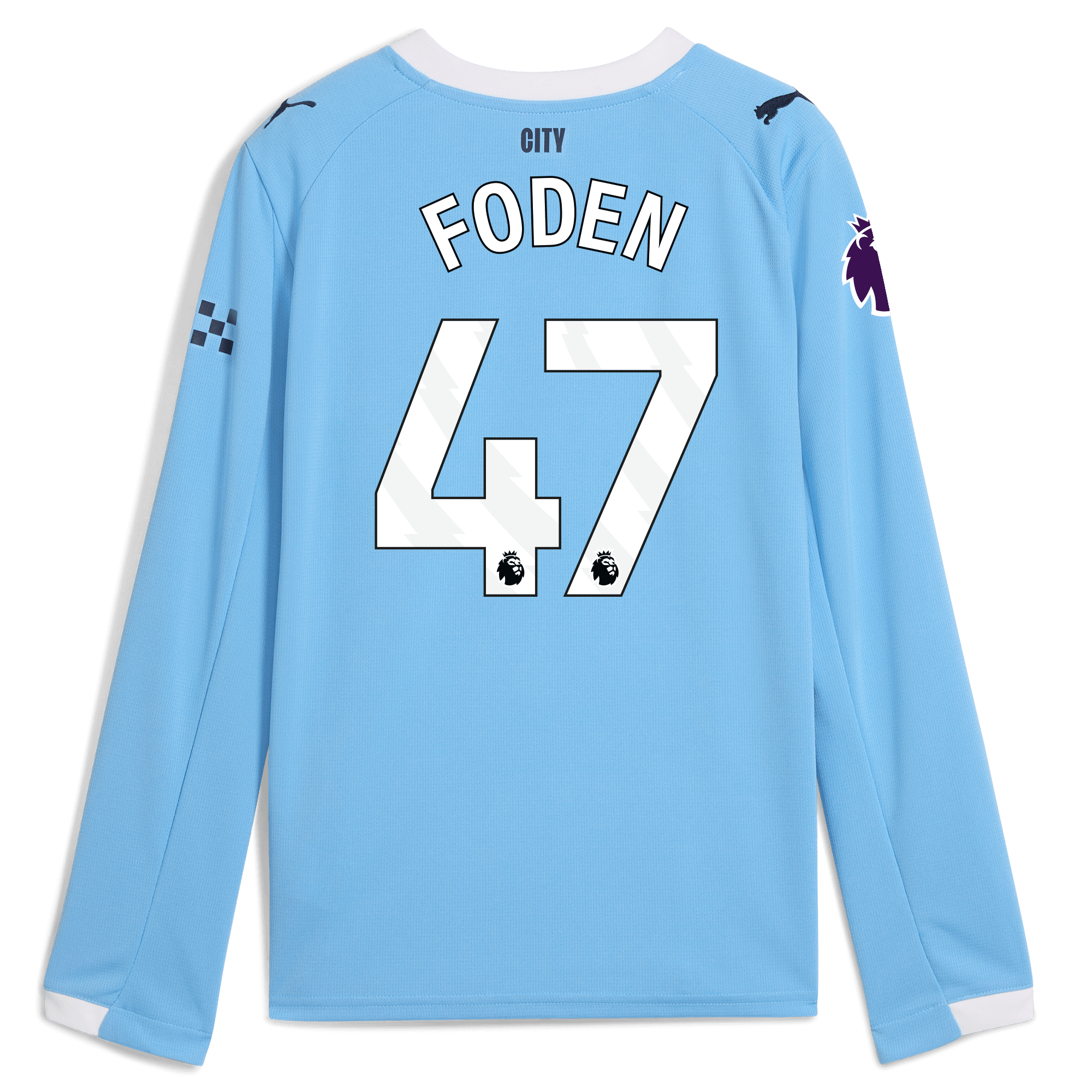 Manchester City kids manchester city premier league home jersey 202526 long sleeve with foden 47 printing Collection - ManchesterCitystore.com