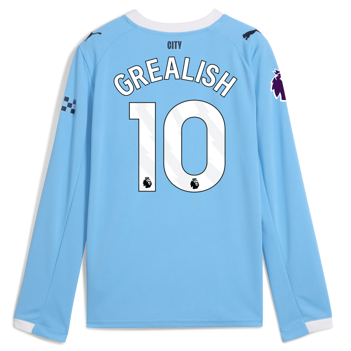 Manchester City kids manchester city premier league home jersey 202526 long sleeve with grealish 10 printing Collection - ManchesterCitystore.com