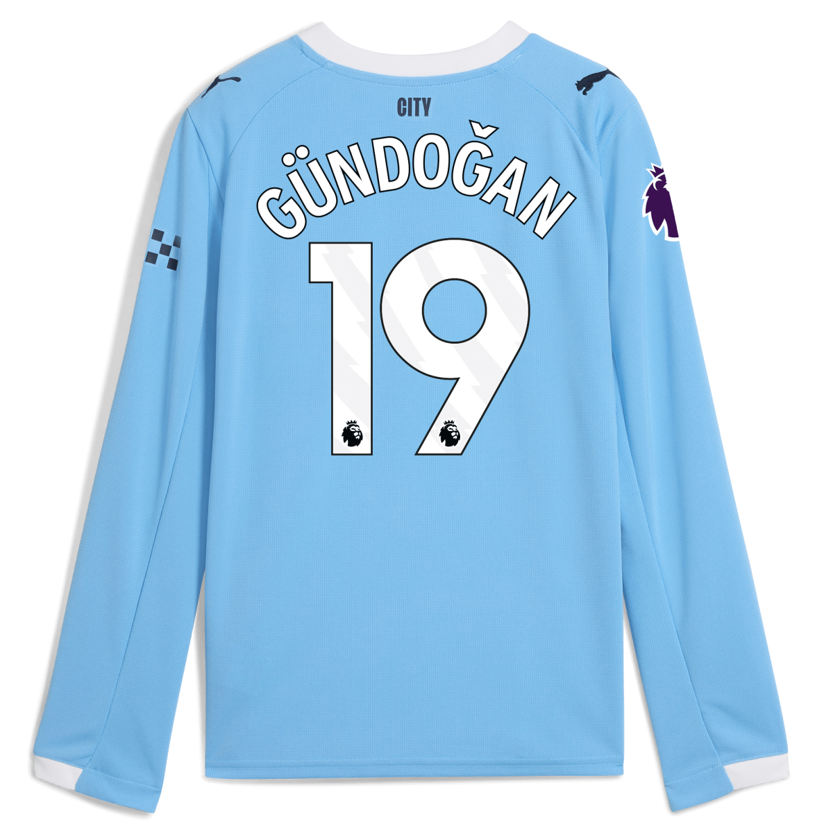 Manchester City kids manchester city premier league home jersey 202526 long sleeve with gundogan 19 printing Collection - ManchesterCitystore.com