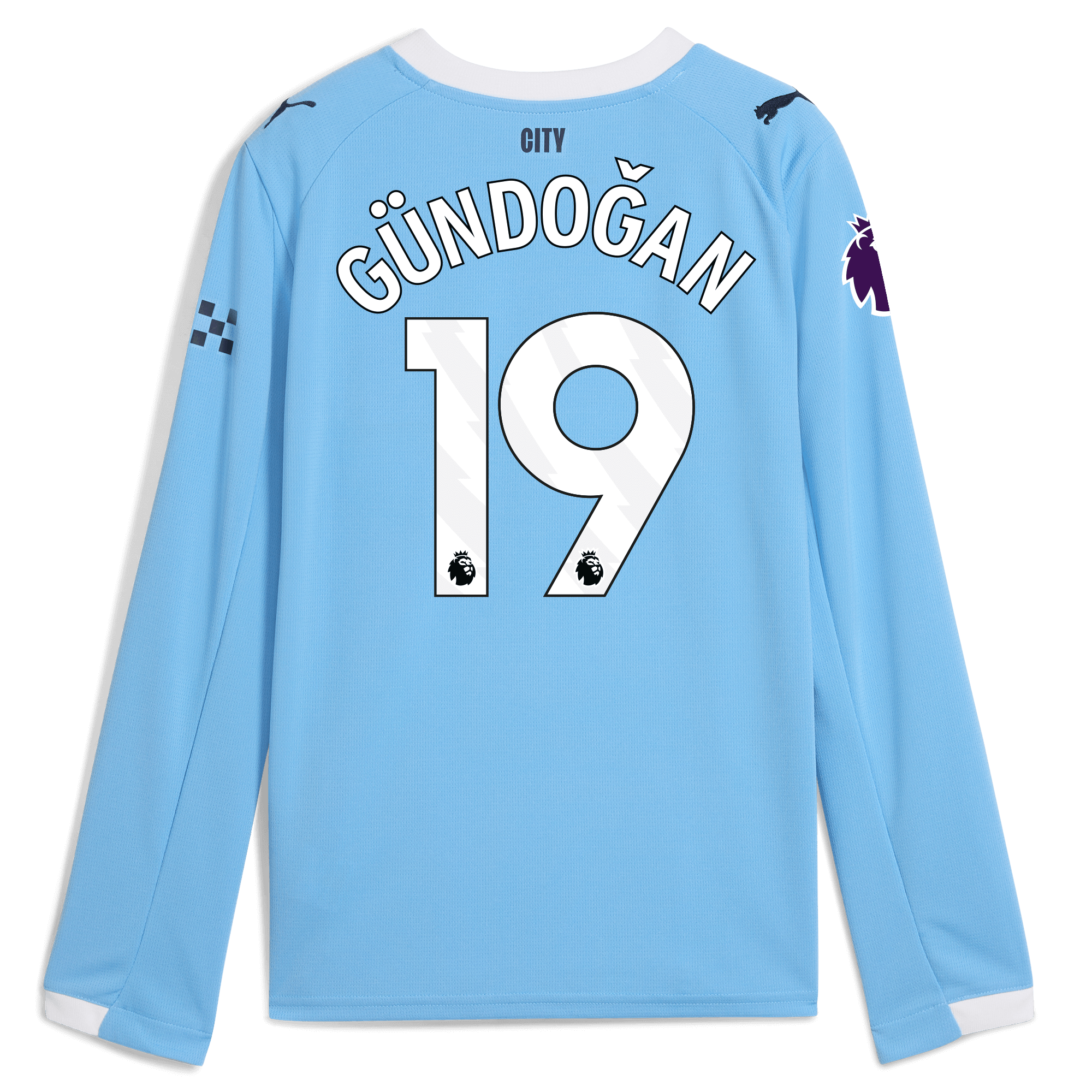 Manchester City kids manchester city premier league home jersey 202526 long sleeve with gundogan 19 printing Collection - ManchesterCitystore.com