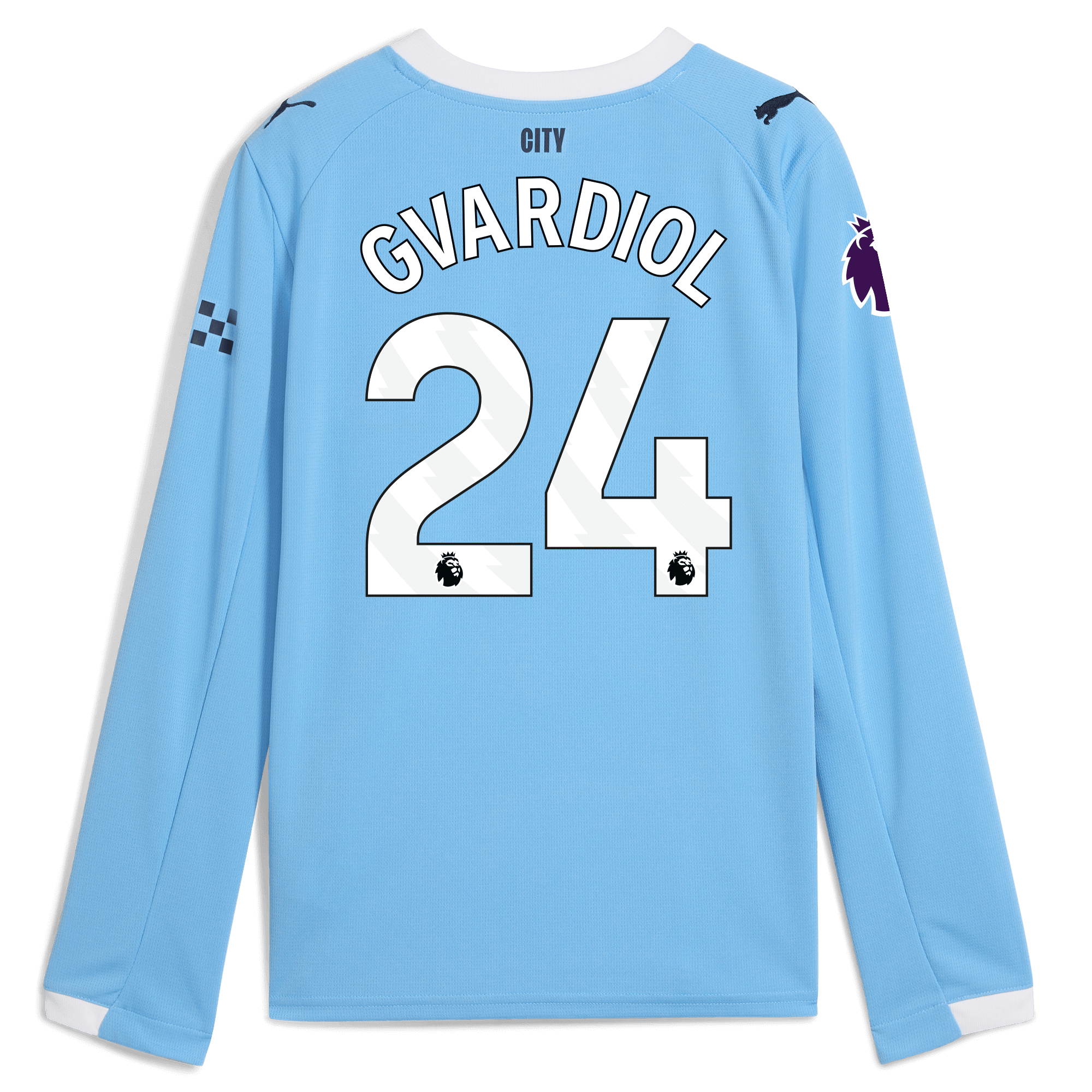 Manchester City kids manchester city premier league home jersey 202526 long sleeve with gvardiol 24 printing Collection - ManchesterCitystore.com