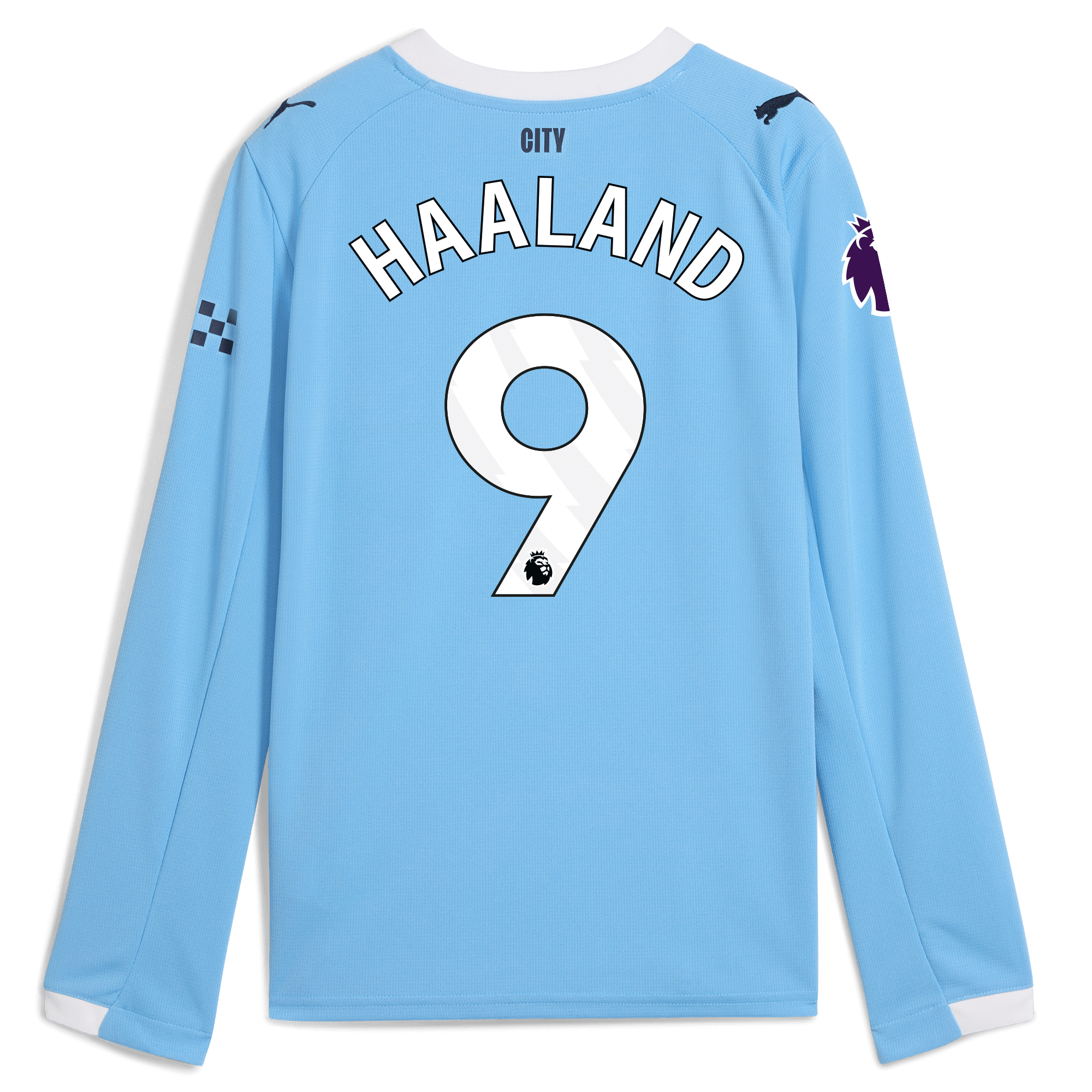 Manchester City kids manchester city premier league home jersey 202526 long sleeve with haaland 9 printing Collection - ManchesterCitystore.com