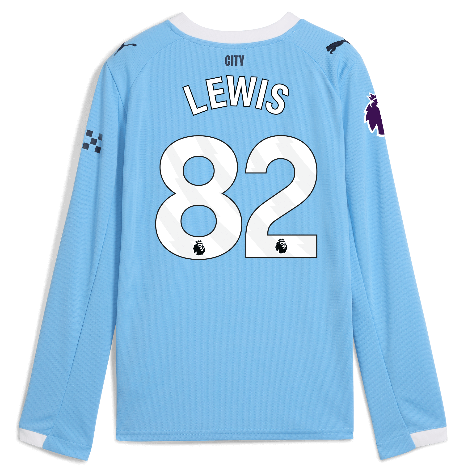 Manchester City kids manchester city premier league home jersey 202526 long sleeve with lewis 82 printing Collection - ManchesterCitystore.com