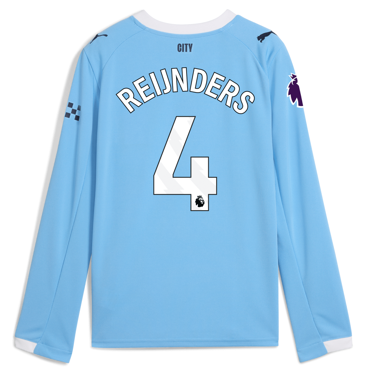 Manchester City kids manchester city premier league home jersey 202526 long sleeve with reijnders 4 printing Collection - ManchesterCitystore.com