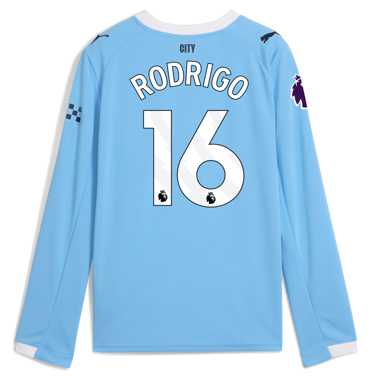 Manchester City kids manchester city premier league home jersey 202526 long sleeve with rodrigo 16 printing Collection - ManchesterCitystore.com