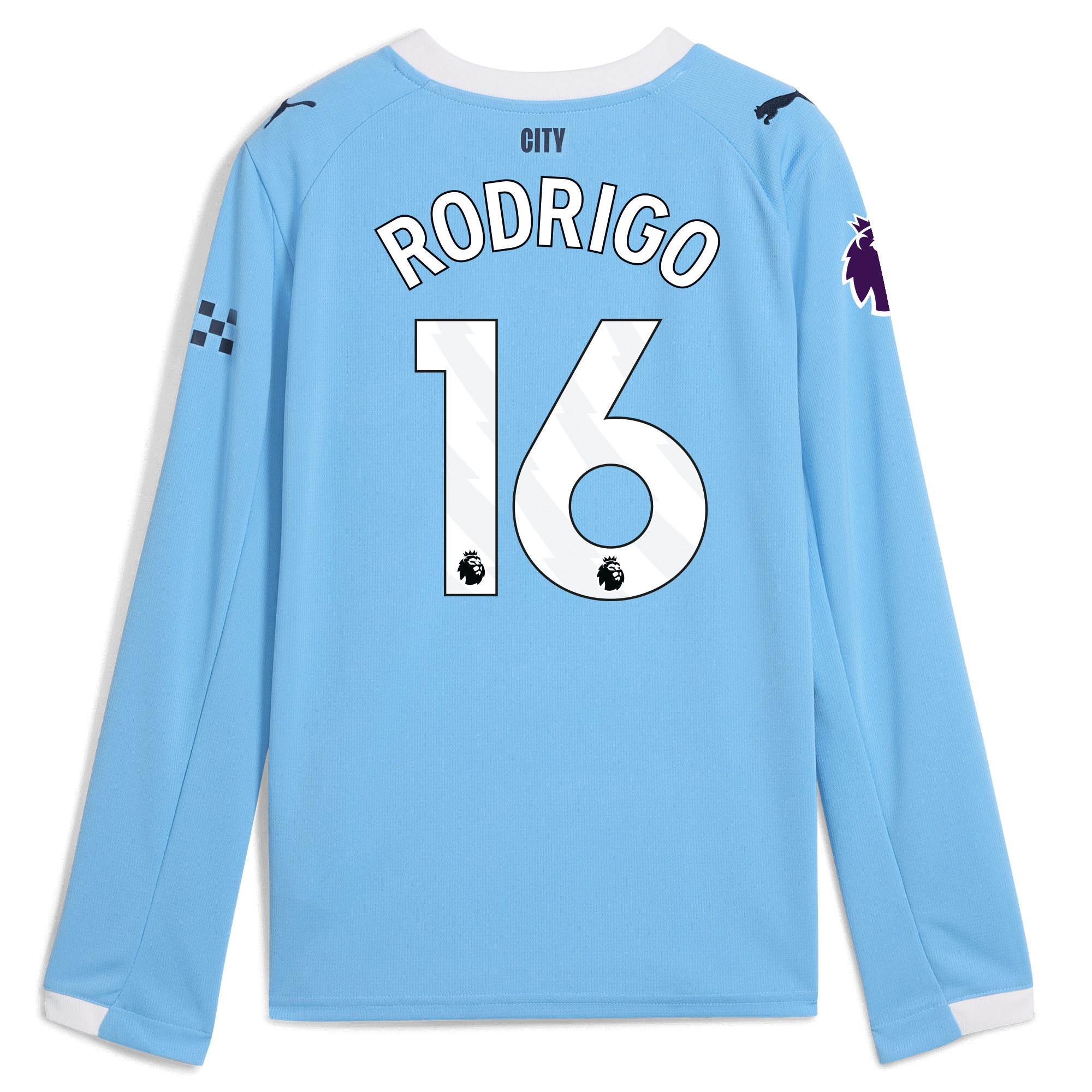 Manchester City kids manchester city premier league home jersey 202526 long sleeve with rodrigo 16 printing Collection - ManchesterCitystore.com