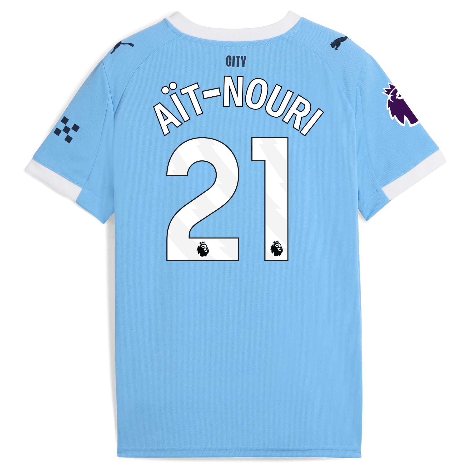 Manchester City kids manchester city premier league home jersey 202526 with ait-nouri 21 printing Collection - ManchesterCitystore.com