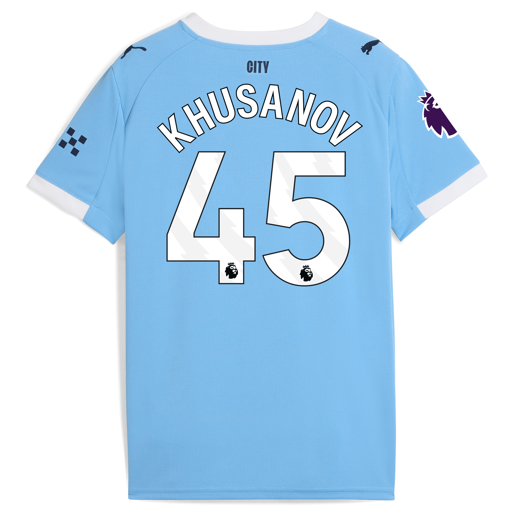 Manchester City kids manchester city premier league home jersey 202526 with khusanov 45 printing Collection - ManchesterCitystore.com