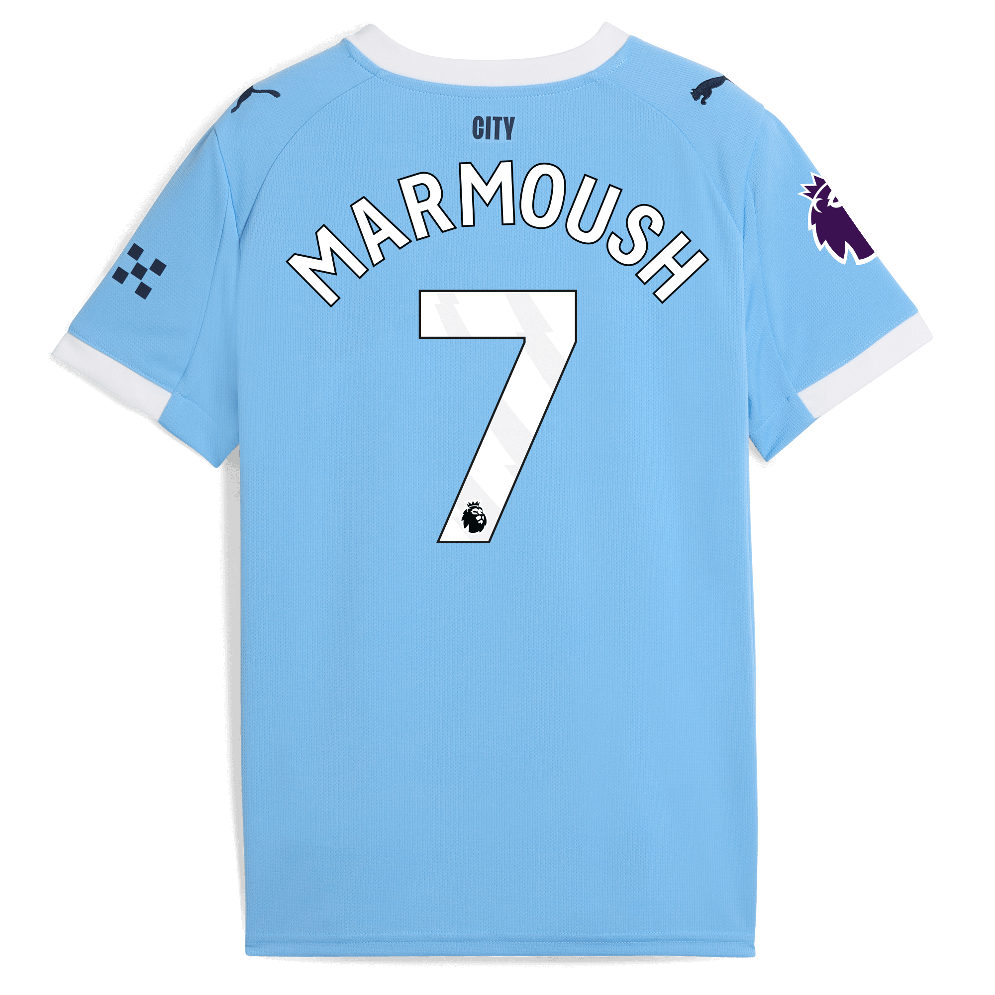 Manchester City kids manchester city premier league home jersey 202526 with marmoush 7 printing Collection - ManchesterCitystore.com