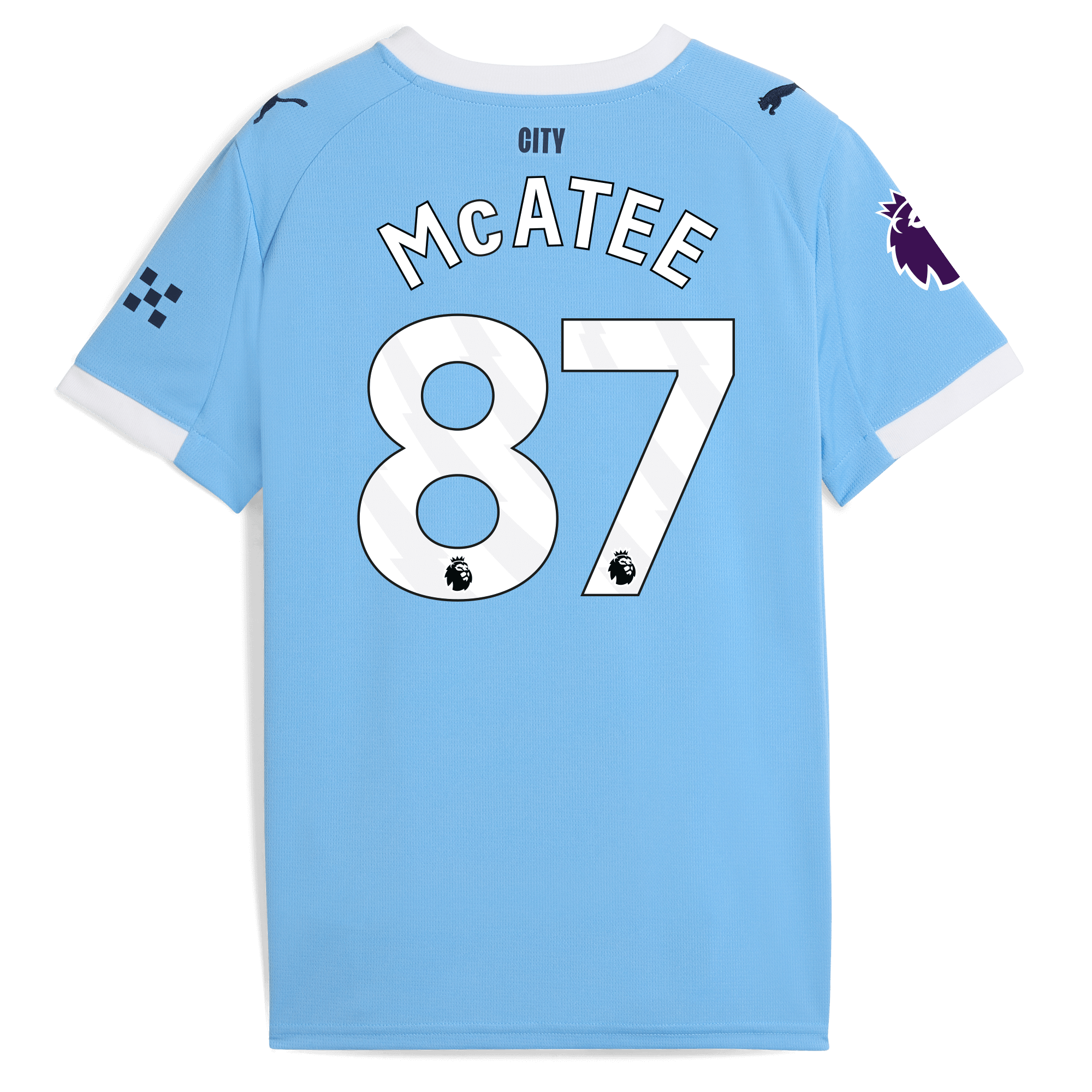 Manchester City kids manchester city premier league home jersey 202526 with mcatee 87 printing Collection - ManchesterCitystore.com
