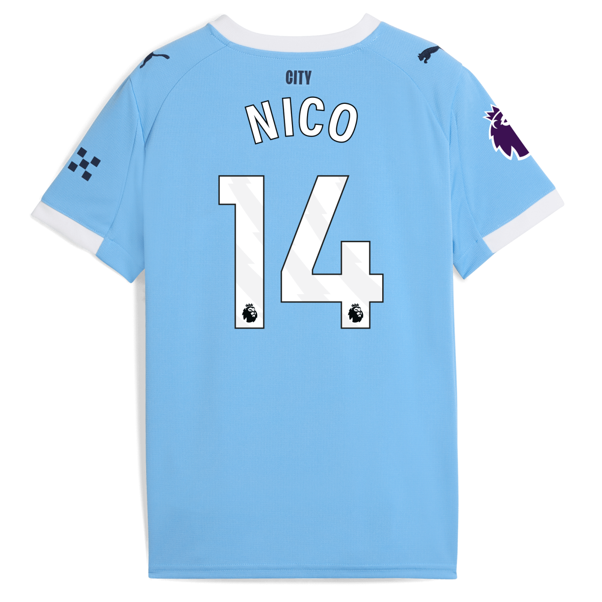 Manchester City kids manchester city premier league home jersey 202526 with nico 14 printing Collection - ManchesterCitystore.com