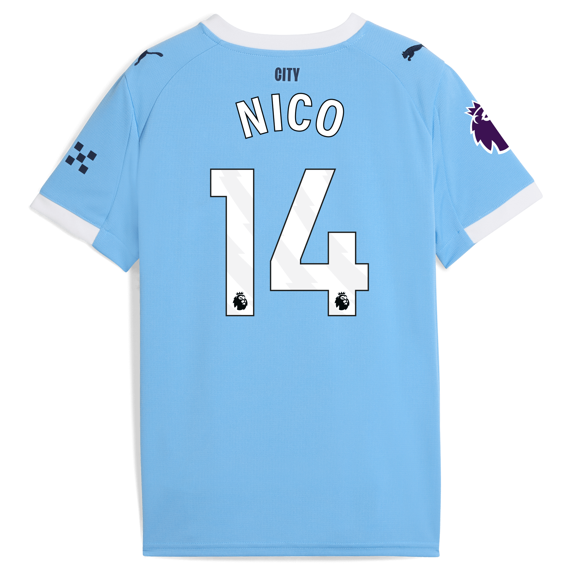 Manchester City kids manchester city premier league home jersey 202526 with nico 14 printing Collection - ManchesterCitystore.com