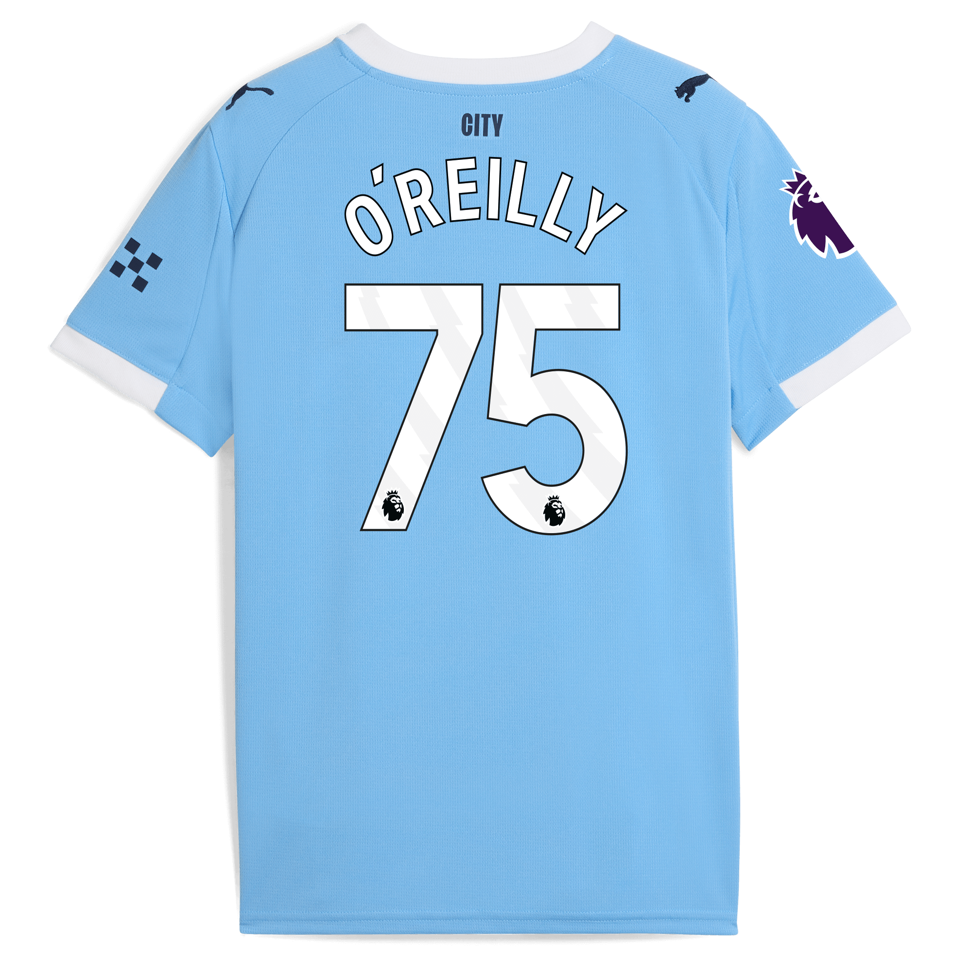 Manchester City kids manchester city premier league home jersey 202526 with oreilly 75 printing Collection - ManchesterCitystore.com