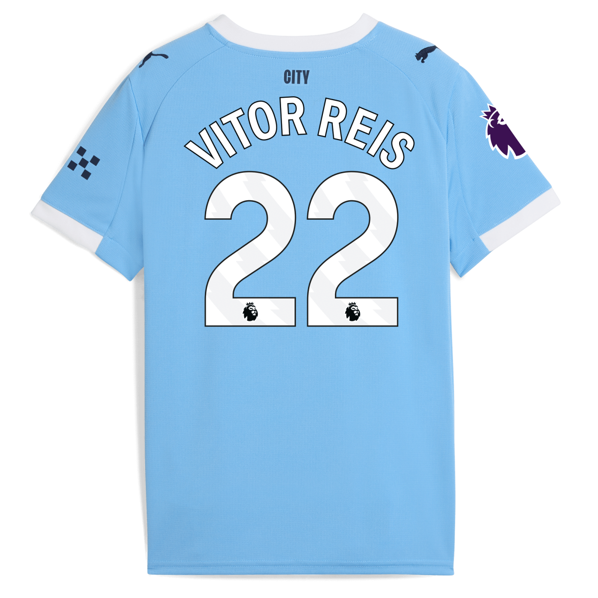 Manchester City kids manchester city premier league home jersey 202526 with vitor reis 22 printing Collection - ManchesterCitystore.com