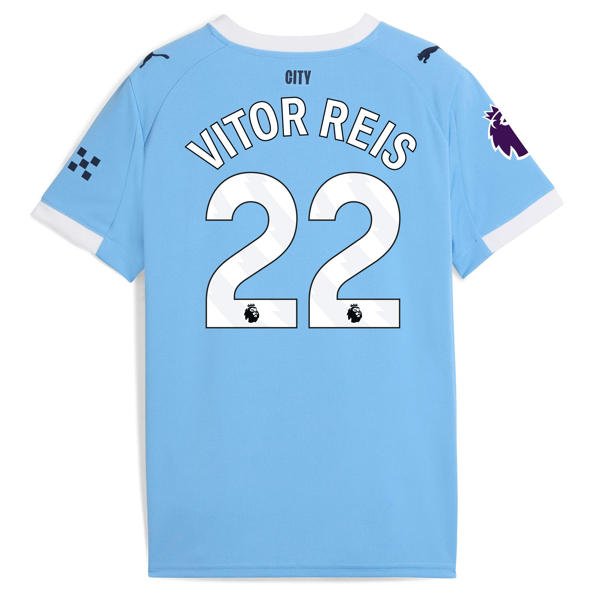 Manchester City kids manchester city premier league home jersey 202526 with vitor reis 22 printing Collection - ManchesterCitystore.com
