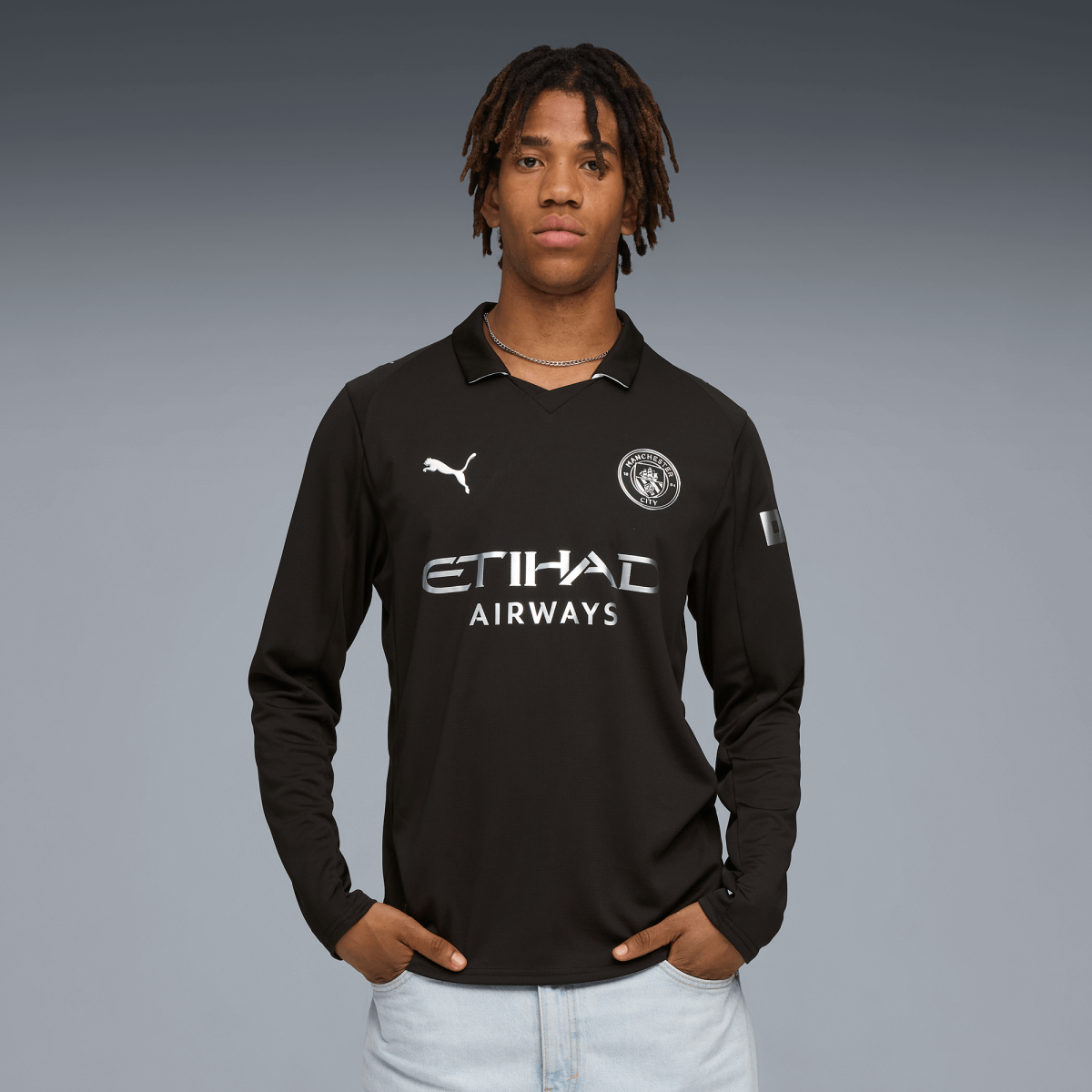 Manchester City manchester city away long sleeve jersey black 202526 Collection - ManchesterCitystore.com
