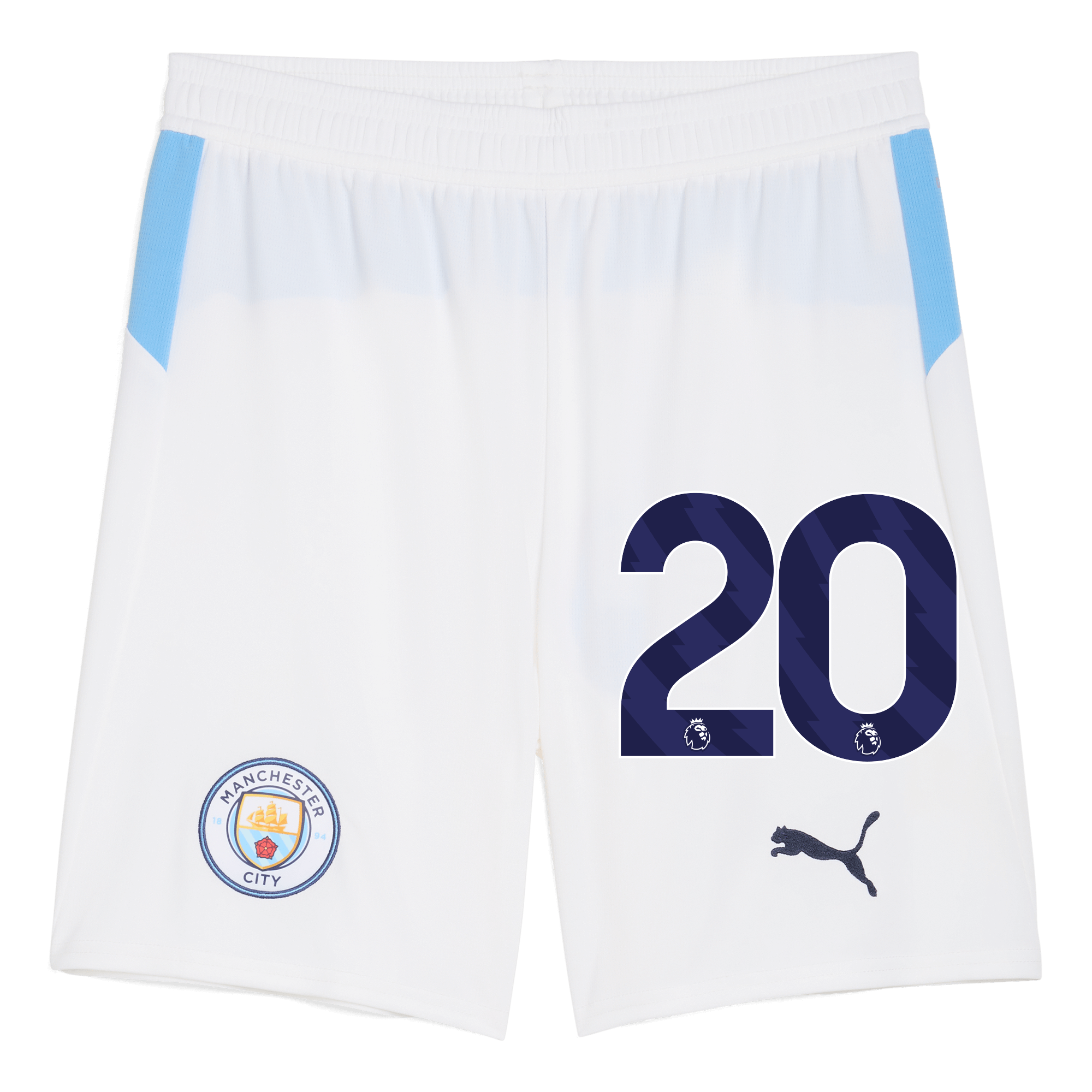 Manchester City manchester city football shorts white 202526 with 20 Collection - ManchesterCitystore.com