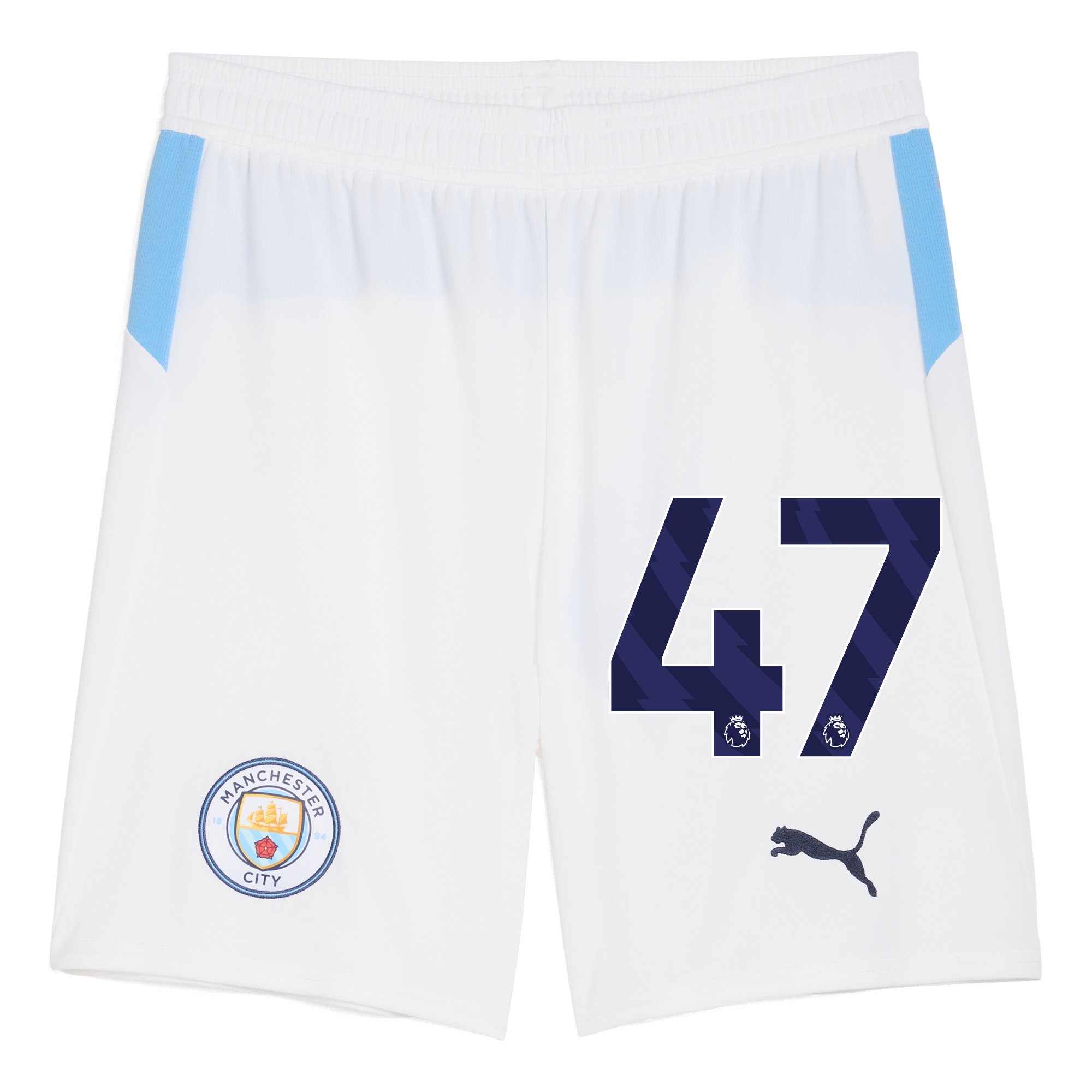 Manchester City manchester city football shorts white 202526 with 47 Collection - ManchesterCitystore.com