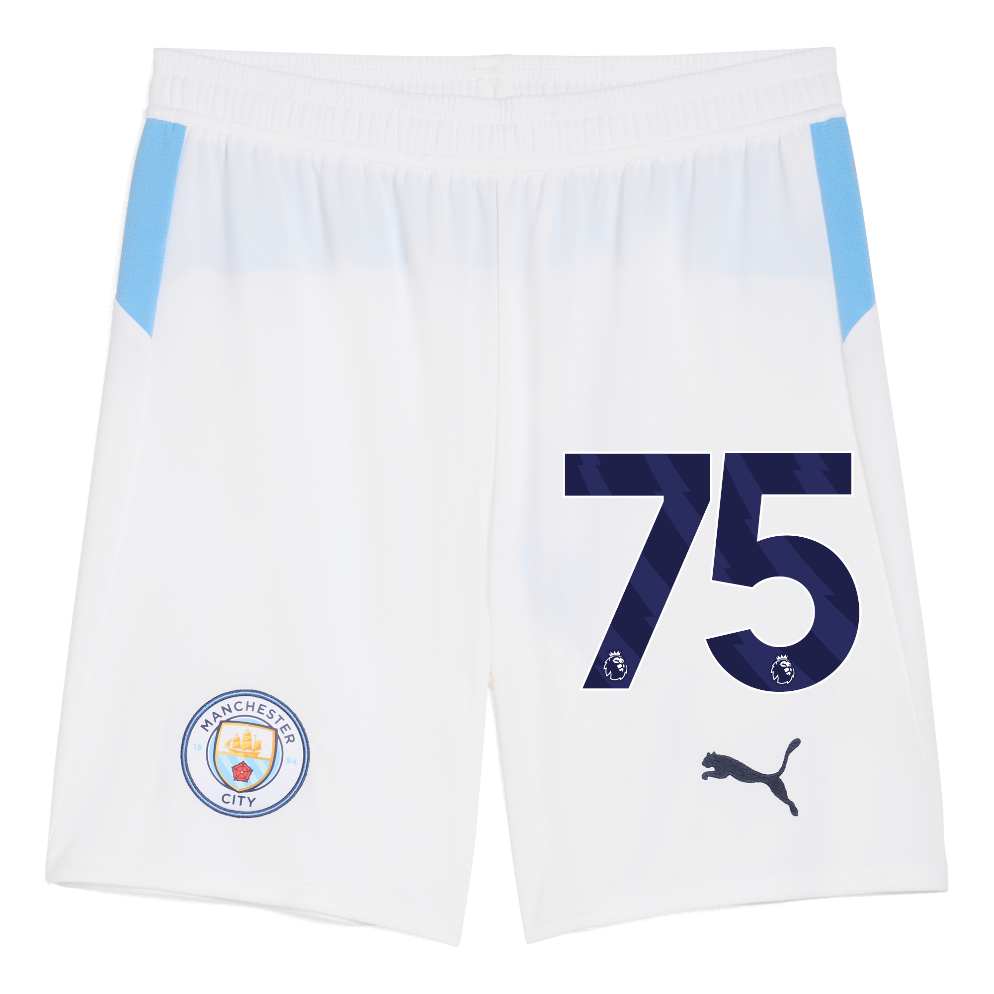 Manchester City manchester city football shorts white 202526 with 75 Collection - ManchesterCitystore.com