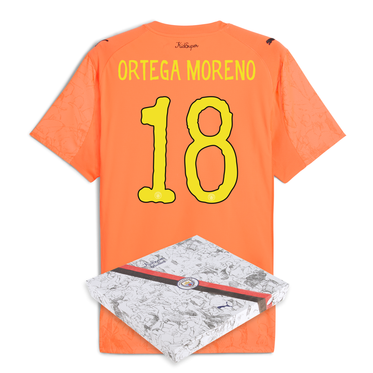 Manchester City manchester city gk kidsuper authentic jersey orange 202526 with ortega moreno 18 printing in gift box Collection - ManchesterCitystore.com