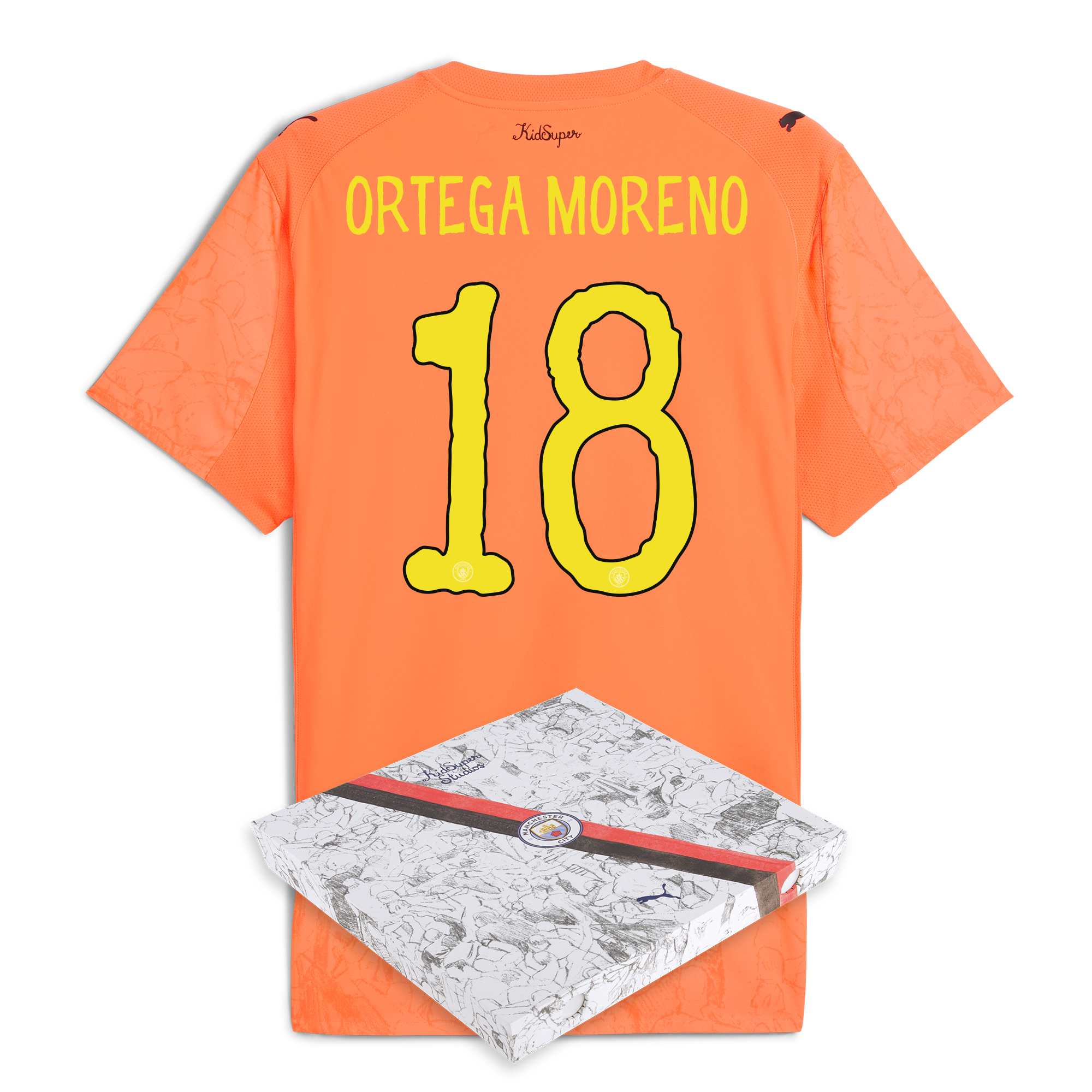 Manchester City manchester city gk kidsuper authentic jersey orange 202526 with ortega moreno 18 printing in gift box Collection - ManchesterCitystore.com