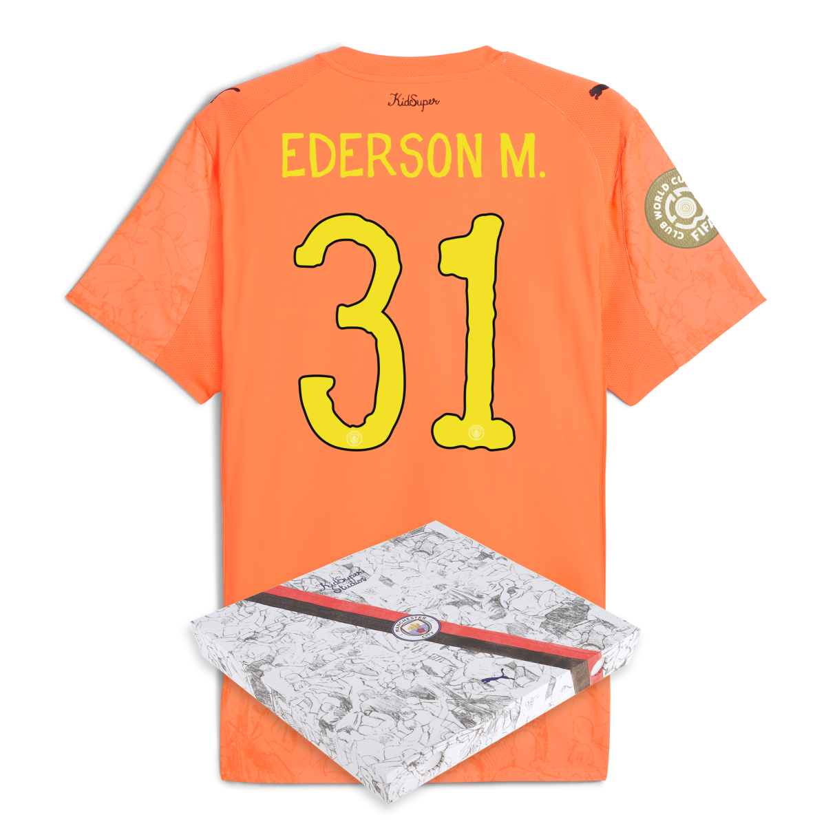 Manchester City manchester city gk kidsuper club world cup authentic jersey orange 202526 with ederson m. 31 printing in gift box Collection - ManchesterCitystore.com