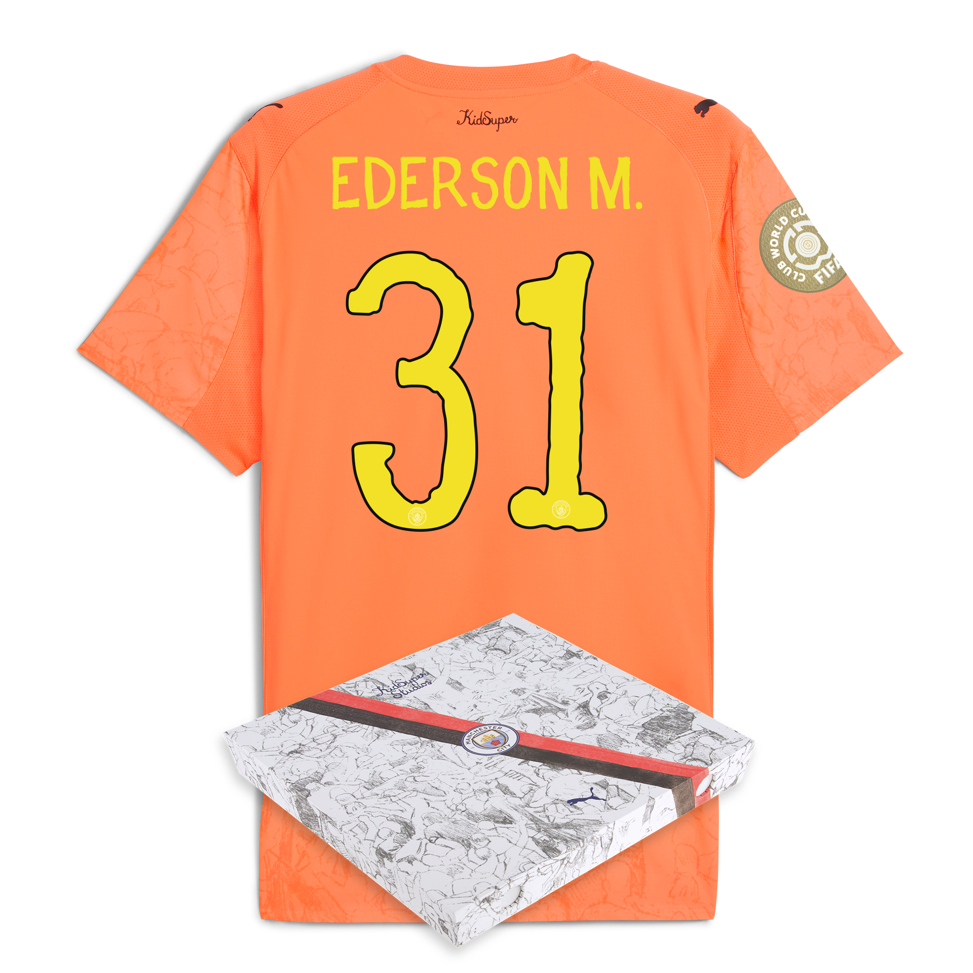 Manchester City manchester city gk kidsuper club world cup authentic jersey orange 202526 with ederson m. 31 printing in gift box Collection - ManchesterCitystore.com